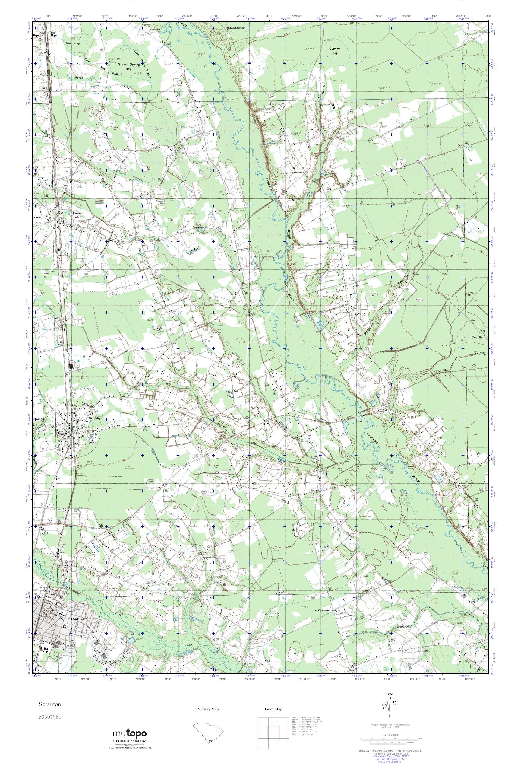 MyTopo Scranton, South Carolina USGS Quad Topo Map