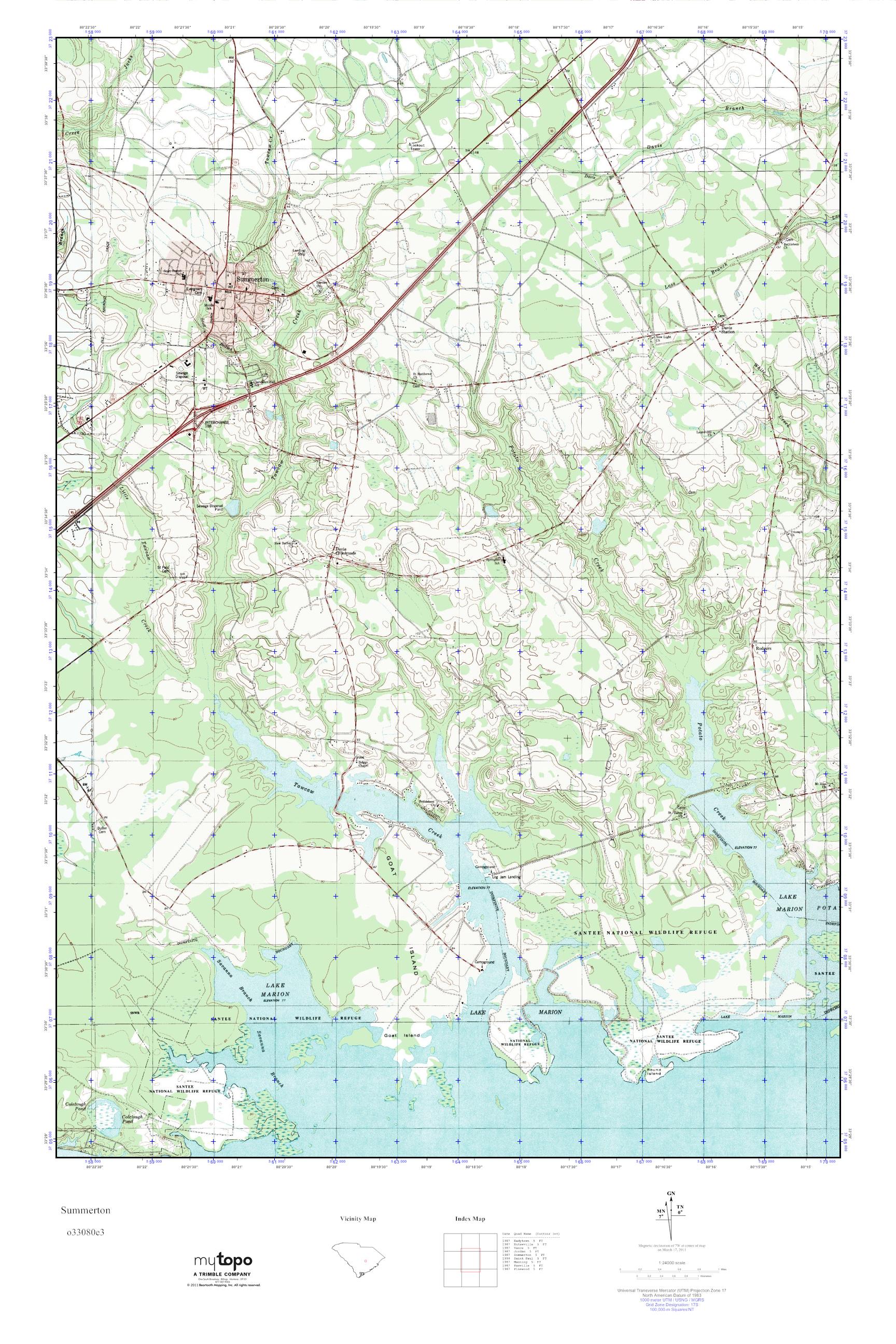 MyTopo Summerton, South Carolina USGS Quad Topo Map