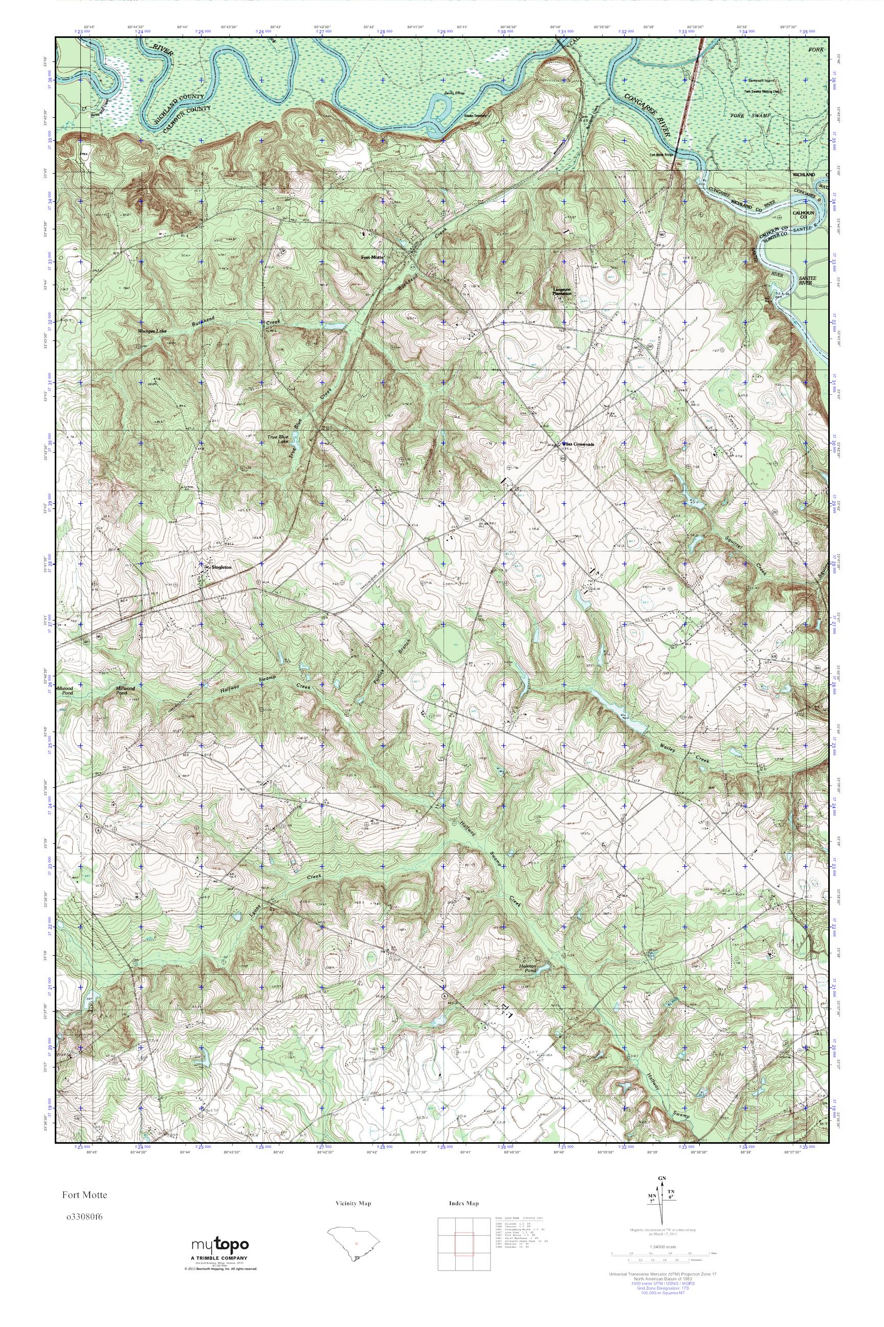 MyTopo Fort Motte, South Carolina USGS Quad Topo Map