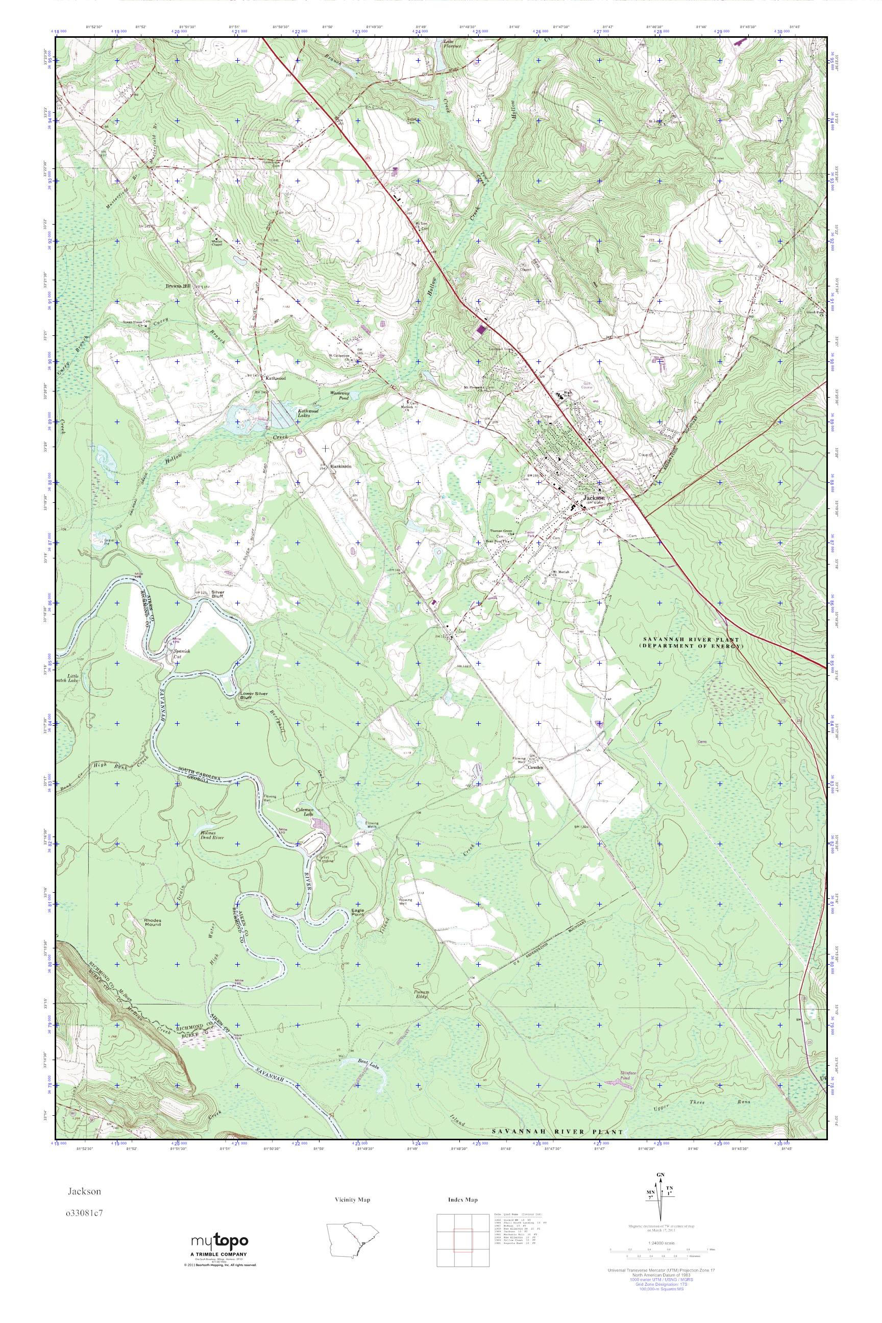 MyTopo Jackson, South Carolina USGS Quad Topo Map