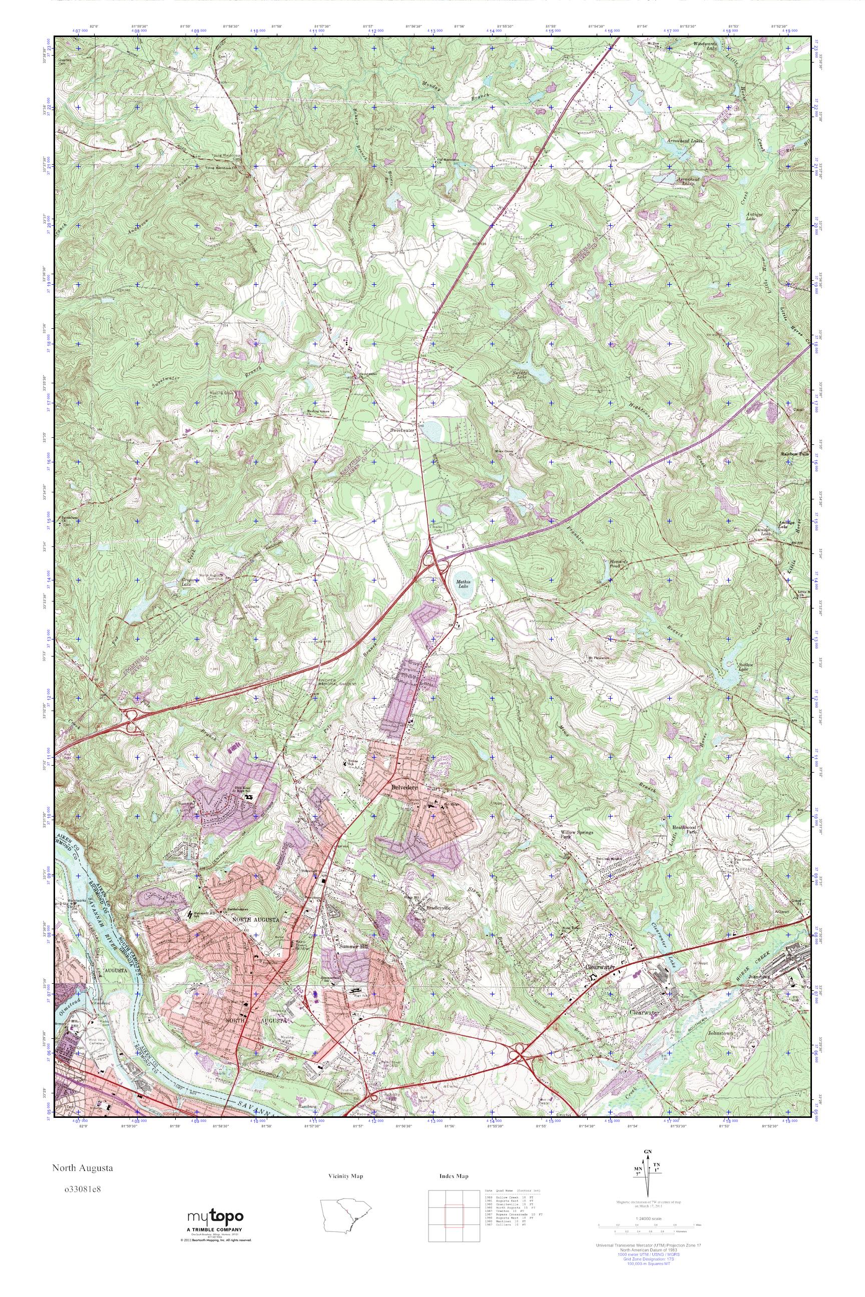 MyTopo North Augusta, South Carolina USGS Quad Topo Map