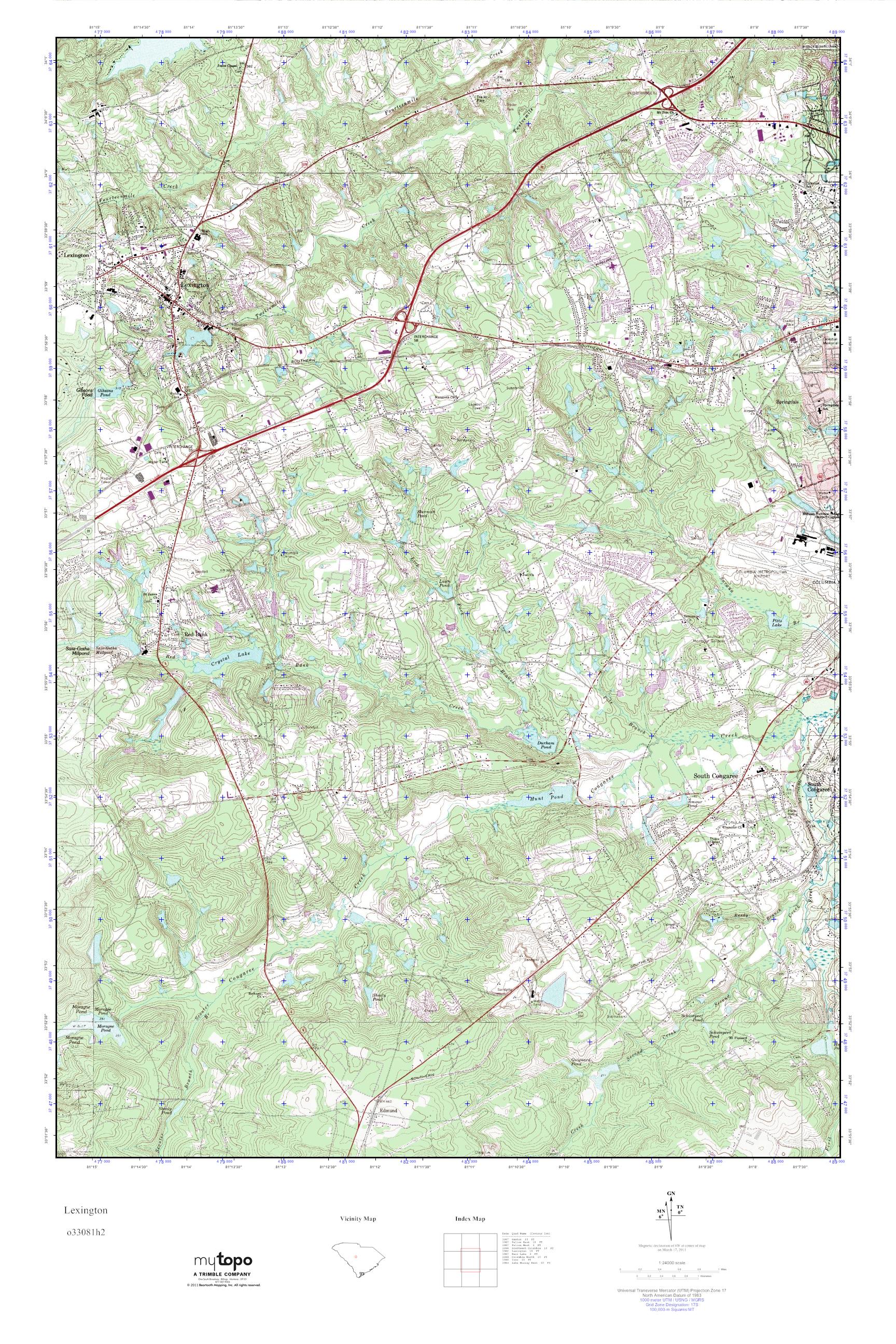 MyTopo Lexington, South Carolina USGS Quad Topo Map