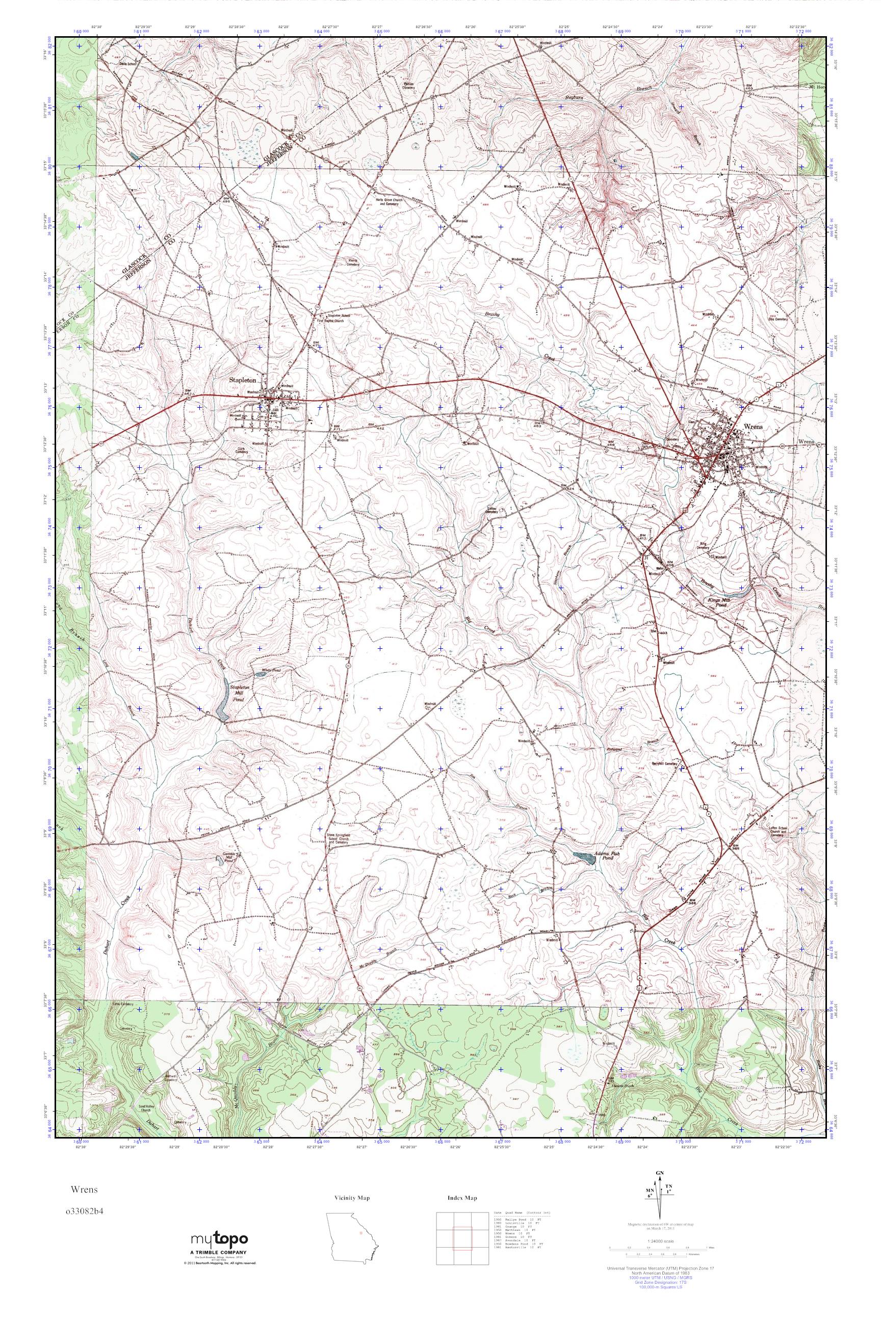 MyTopo Wrens, USGS Quad Topo Map