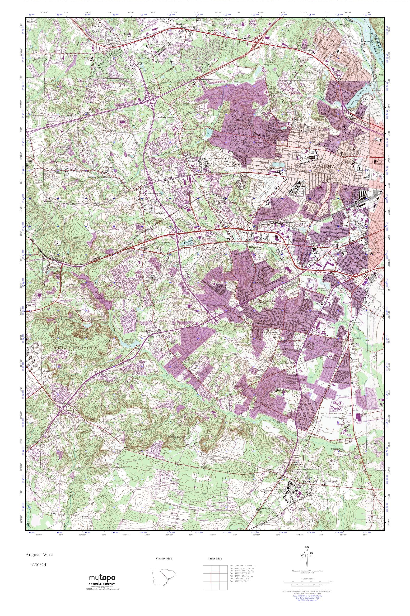 MyTopo Augusta West, USGS Quad Topo Map