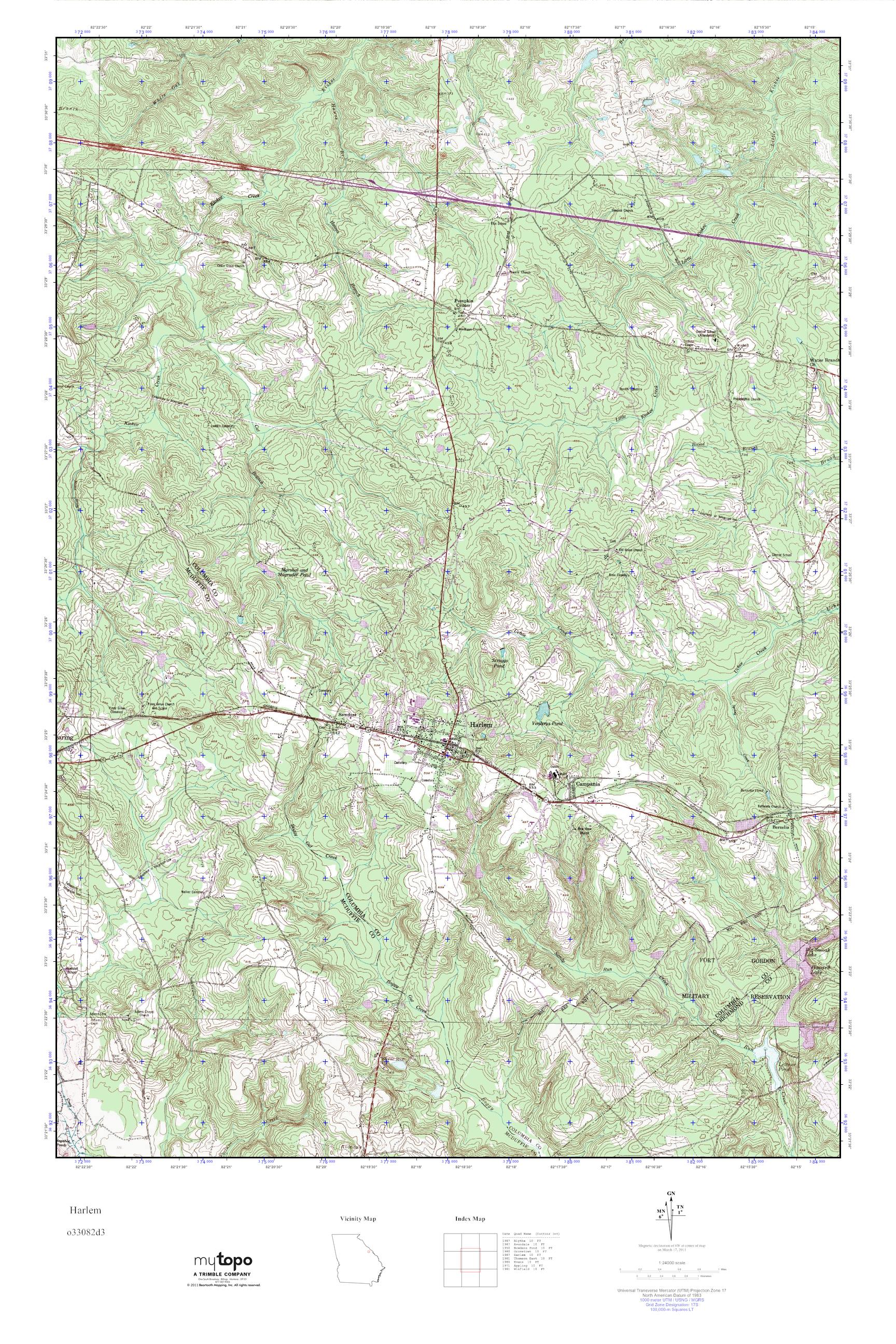 MyTopo Harlem, USGS Quad Topo Map