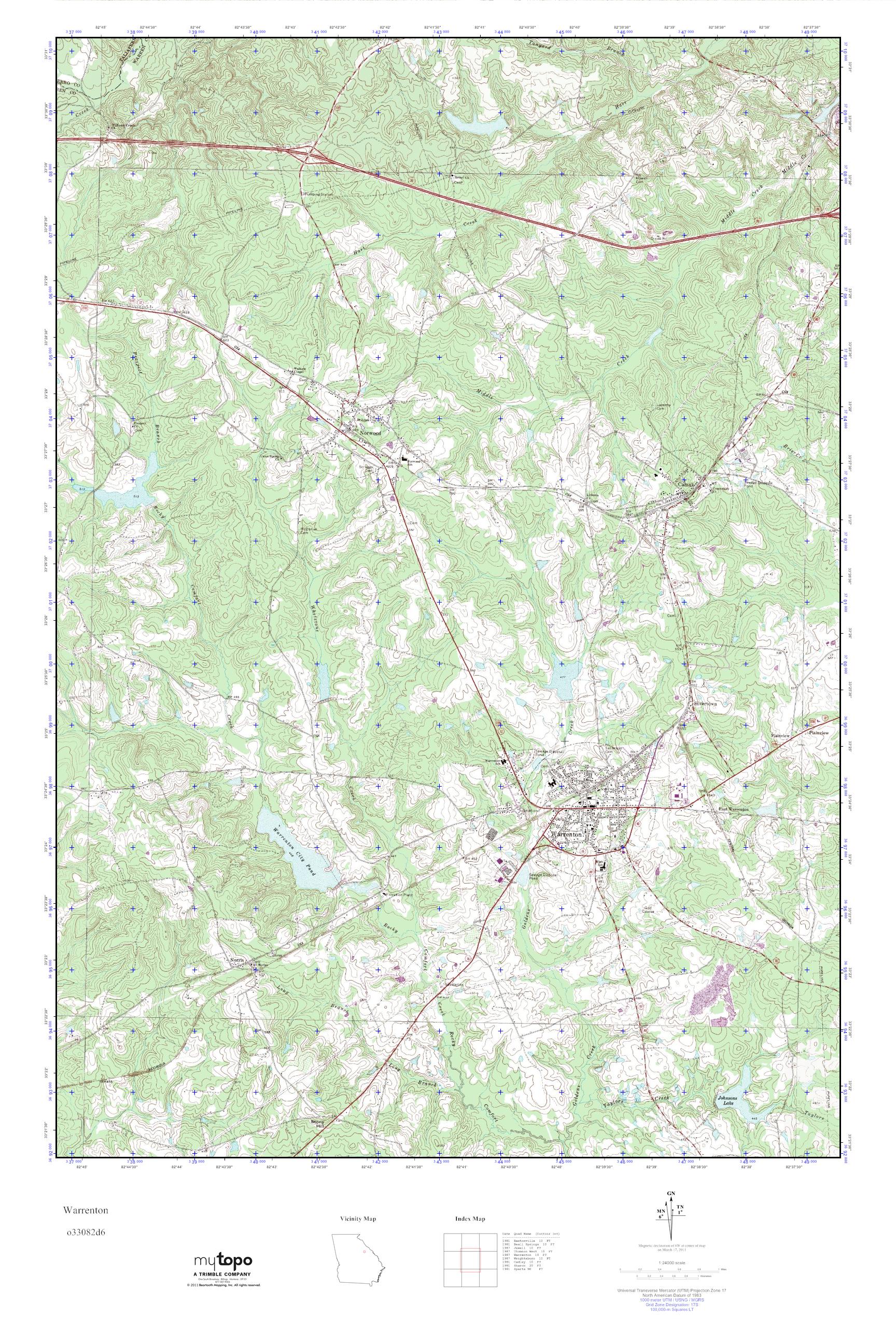 MyTopo Warrenton, USGS Quad Topo Map