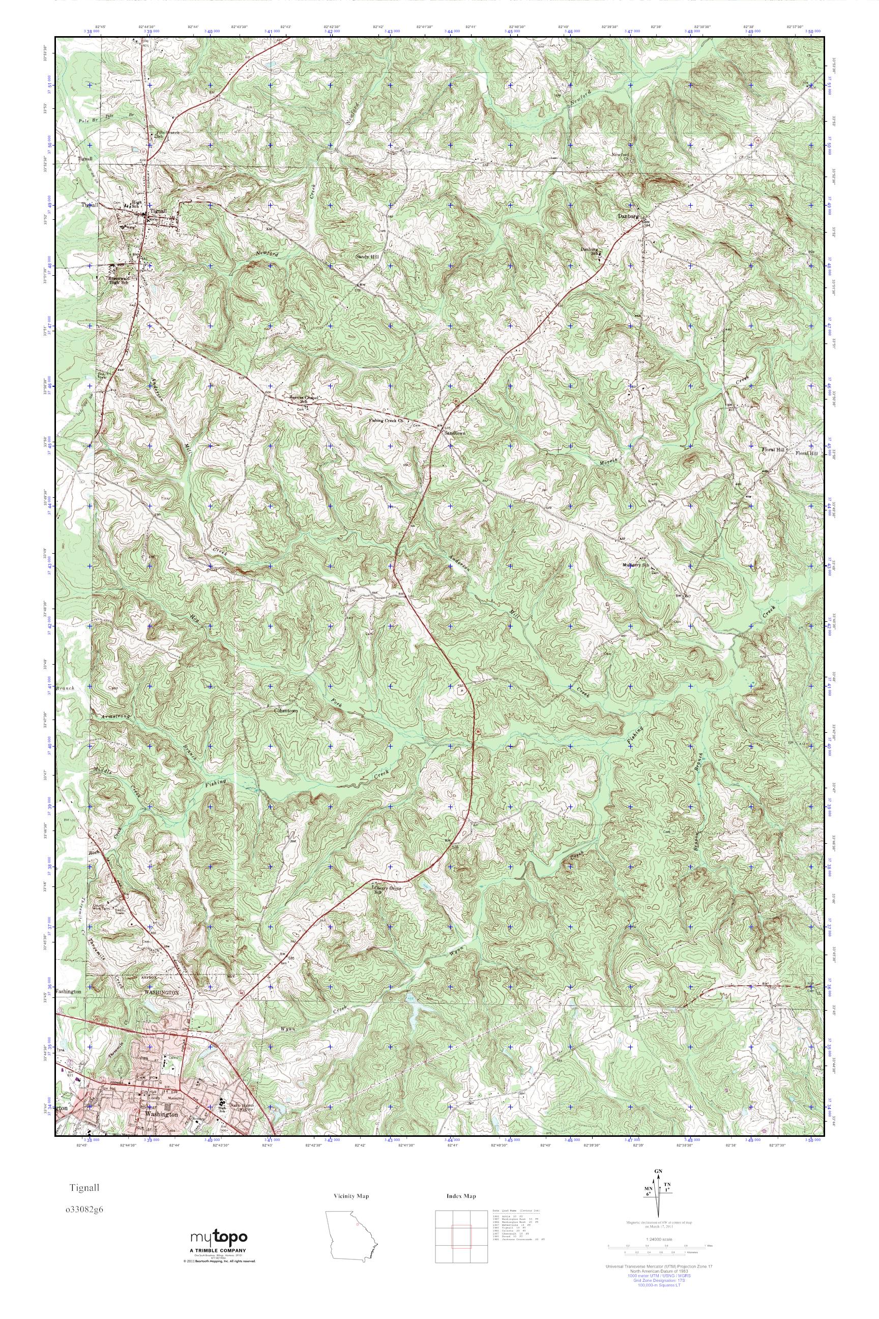 MyTopo Tignall, USGS Quad Topo Map