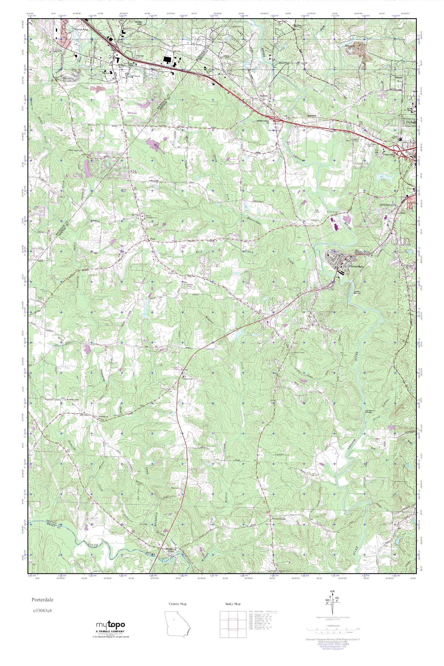 MyTopo Porterdale, USGS Quad Topo Map