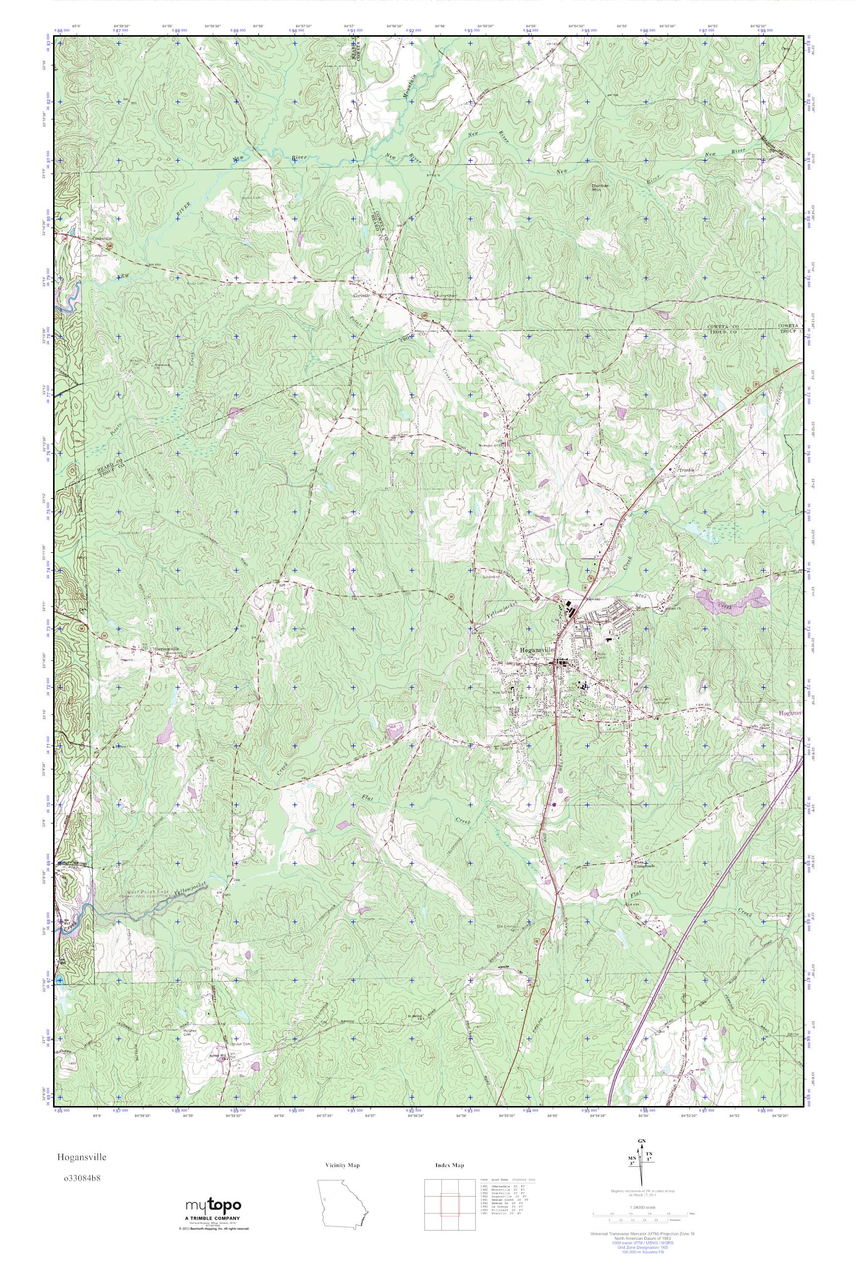 MyTopo Hogansville, USGS Quad Topo Map