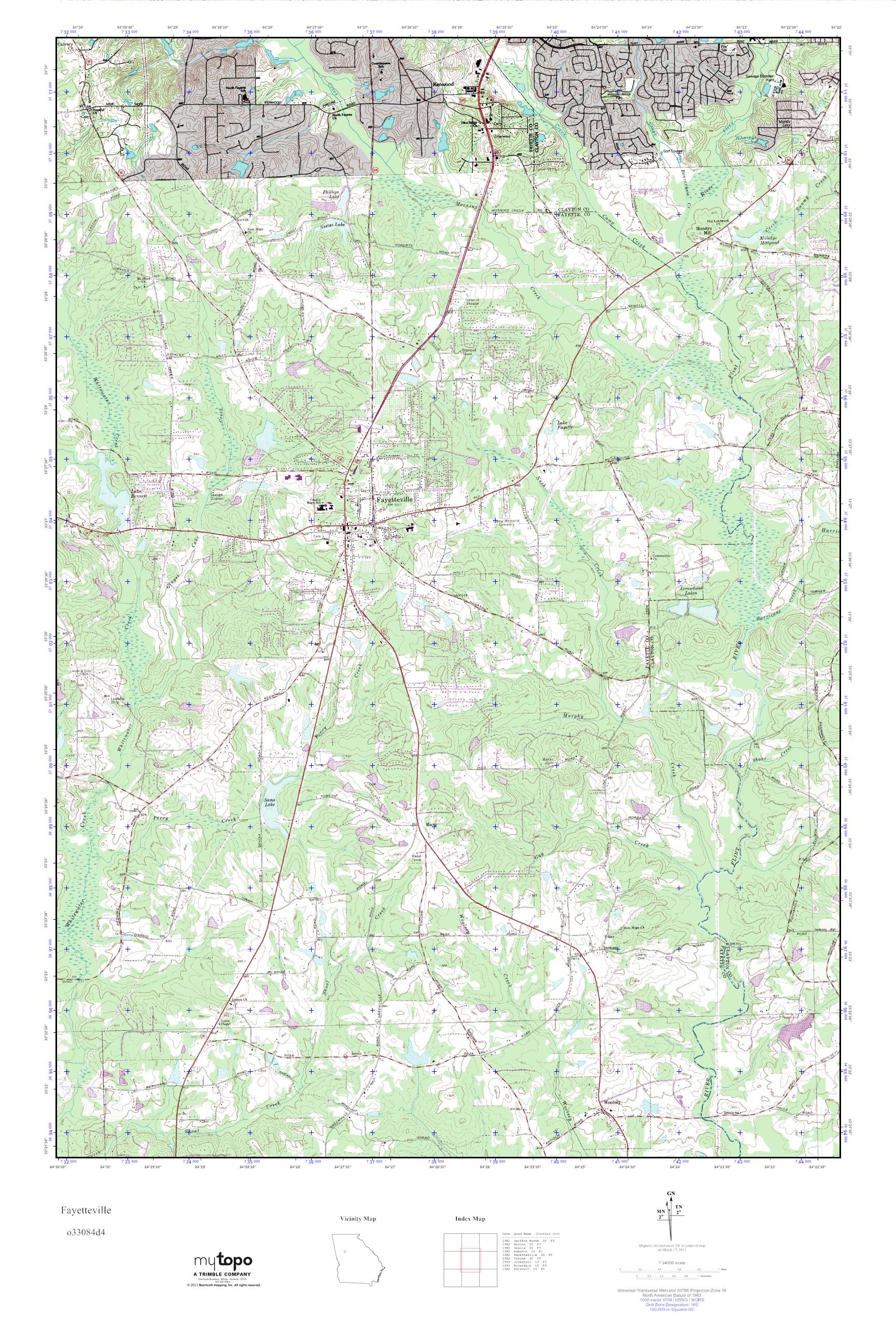 MyTopo Fayetteville, Georgia USGS Quad Topo Map