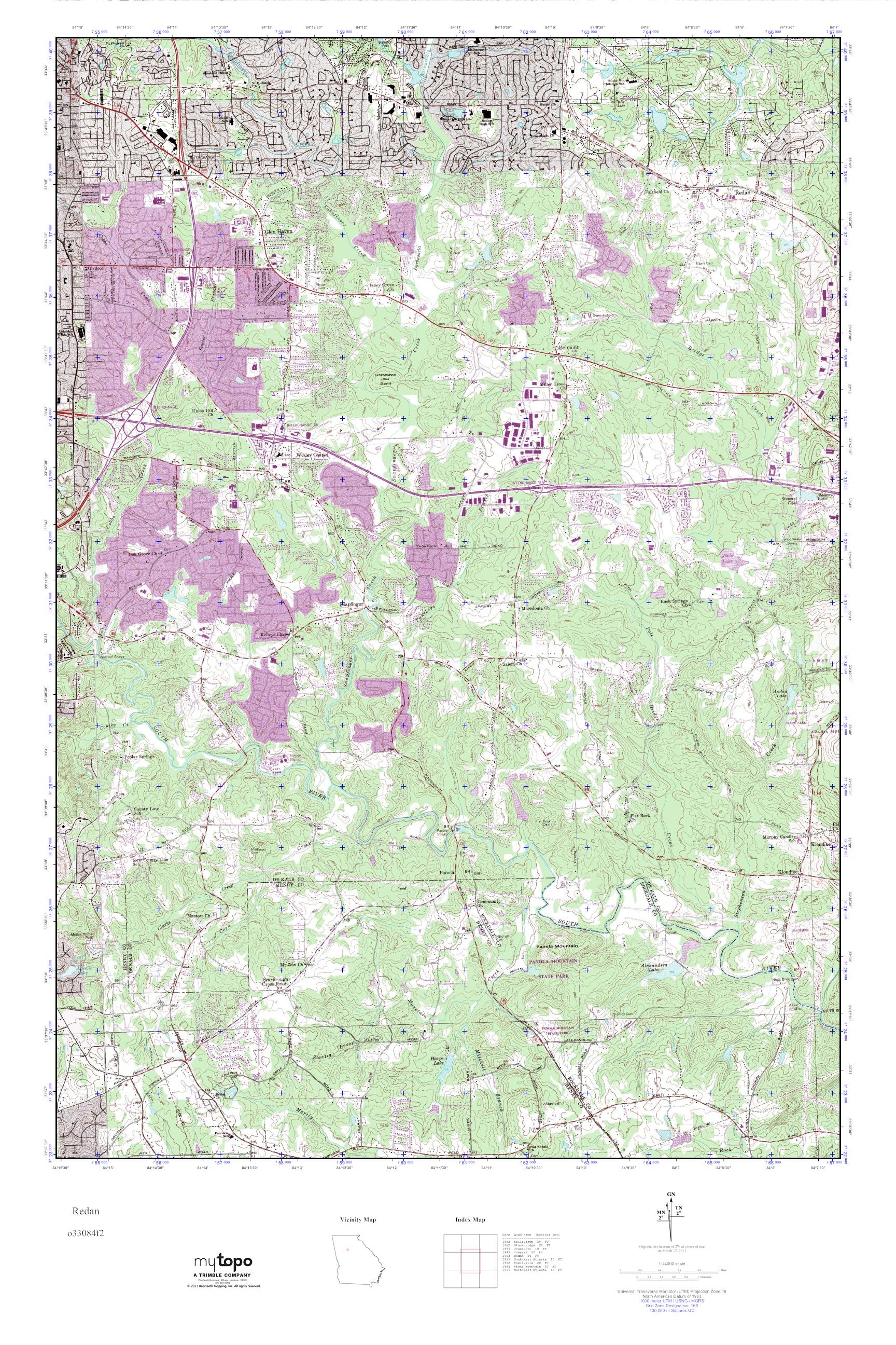 MyTopo Redan, USGS Quad Topo Map