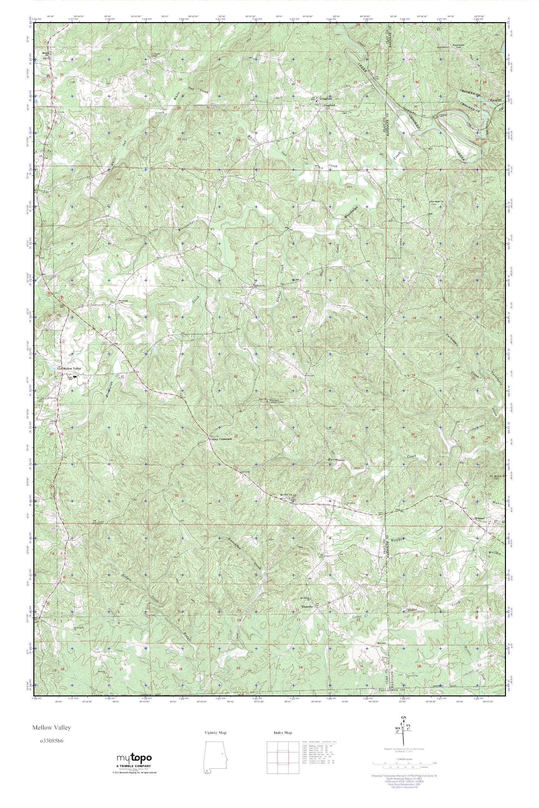MyTopo Mellow Valley, Alabama USGS Quad Topo Map