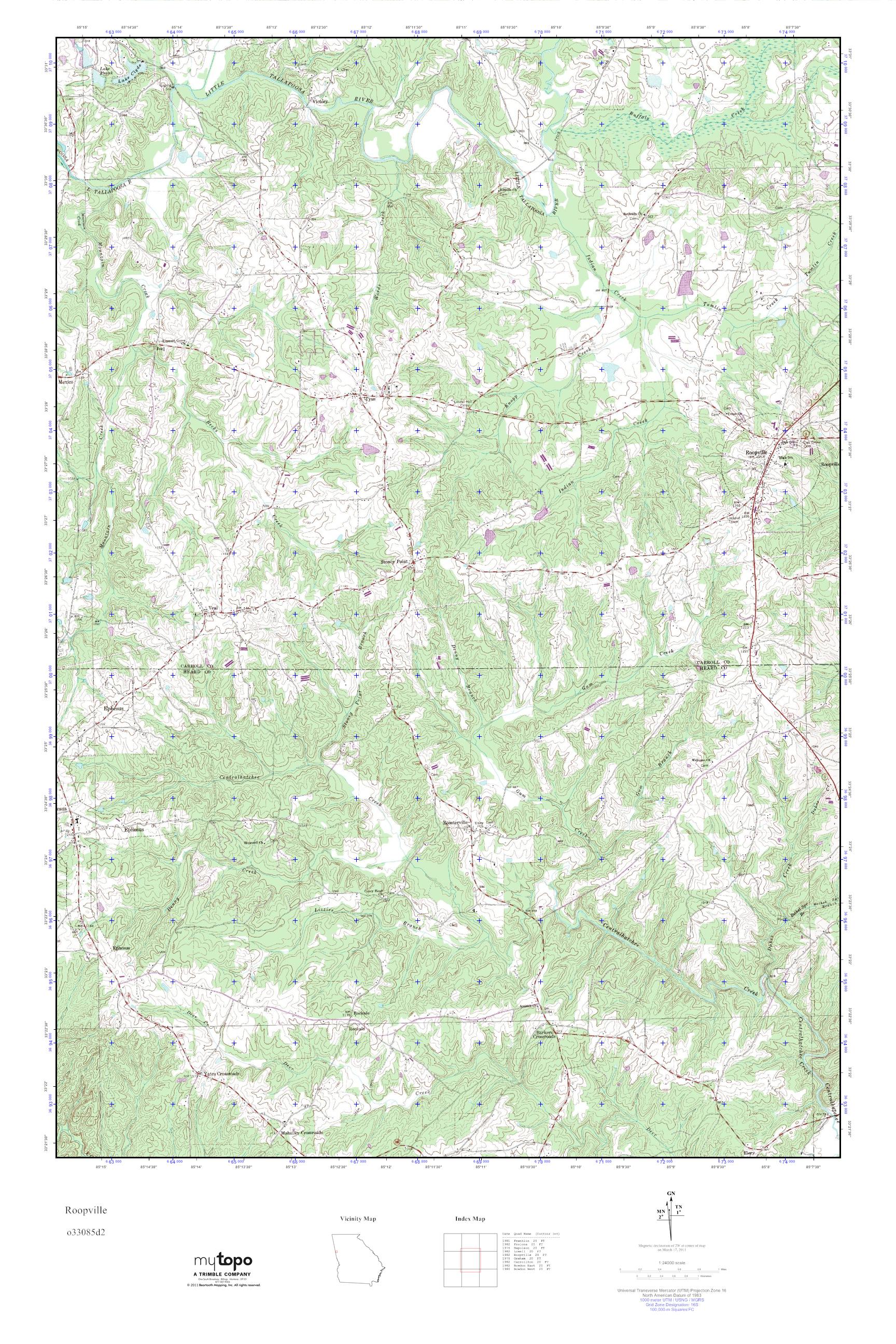 MyTopo Roopville, USGS Quad Topo Map