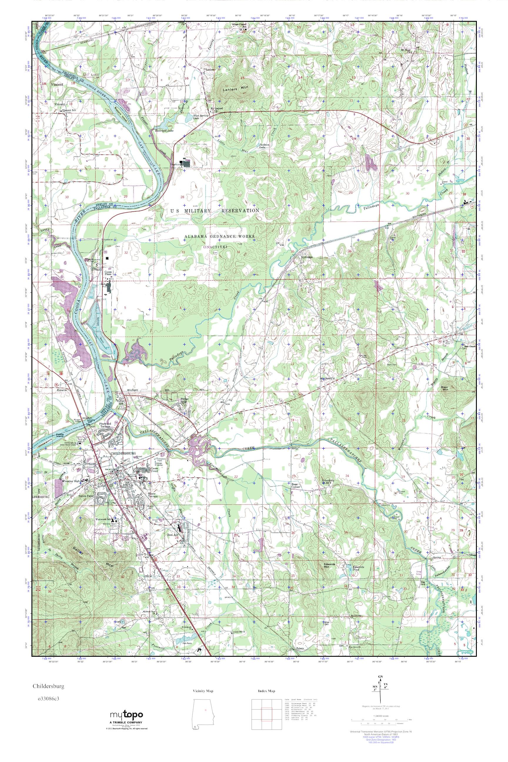MyTopo Childersburg, Alabama USGS Quad Topo Map