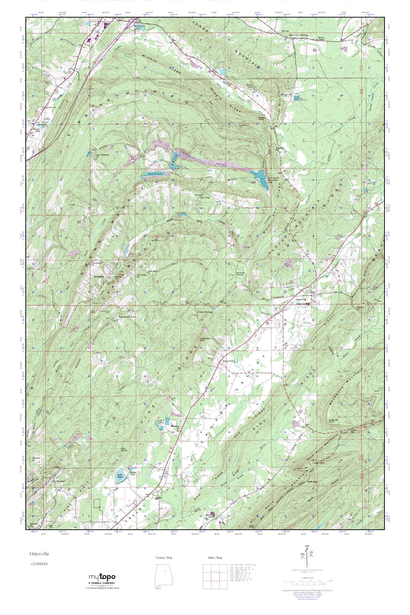 MyTopo Odenville, Alabama USGS Quad Topo Map