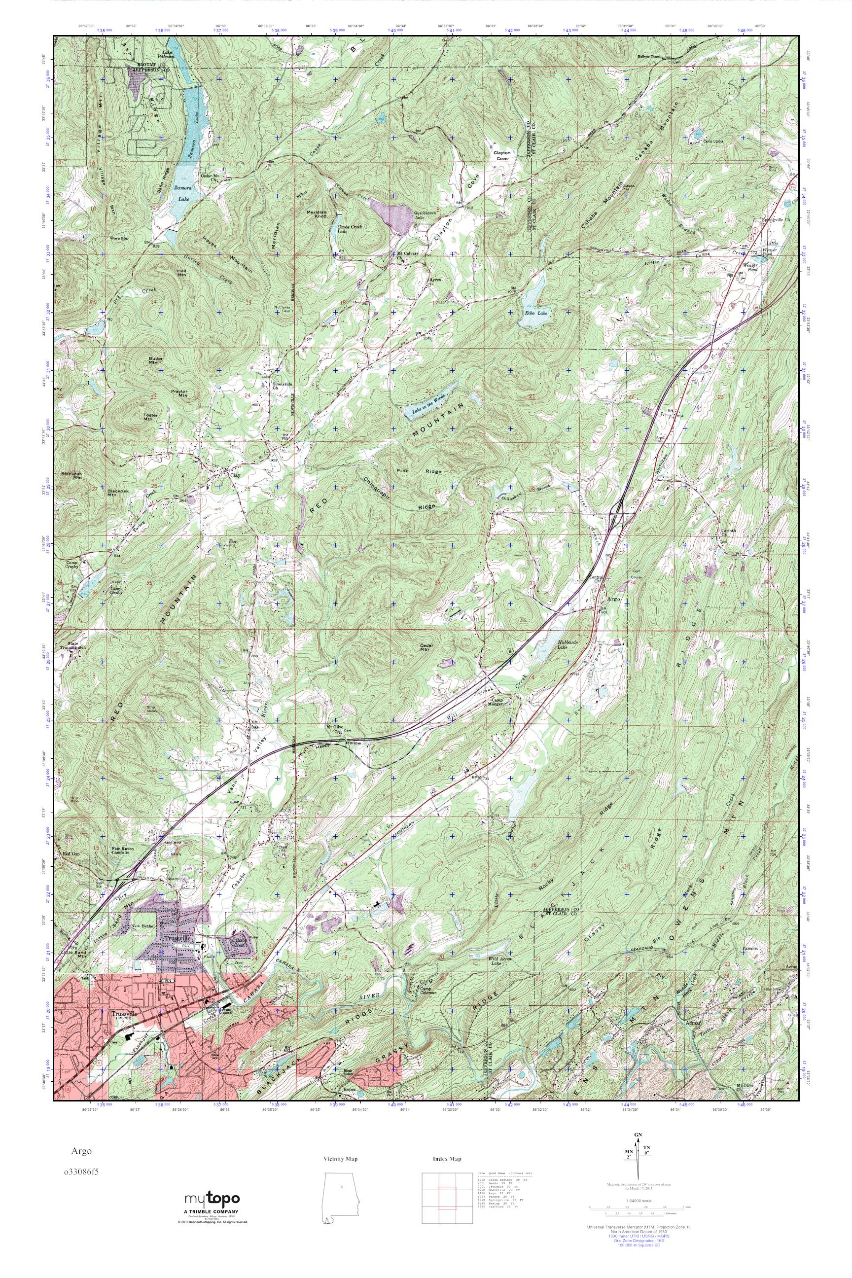 MyTopo Argo, Alabama USGS Quad Topo Map