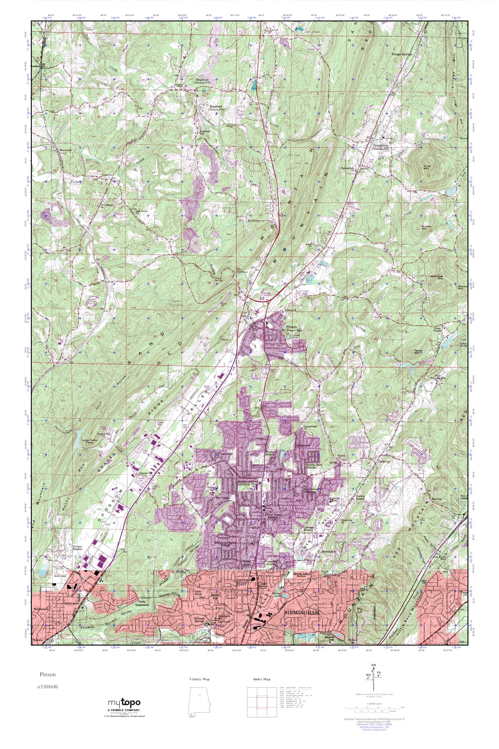MyTopo Pinson, Alabama USGS Quad Topo Map