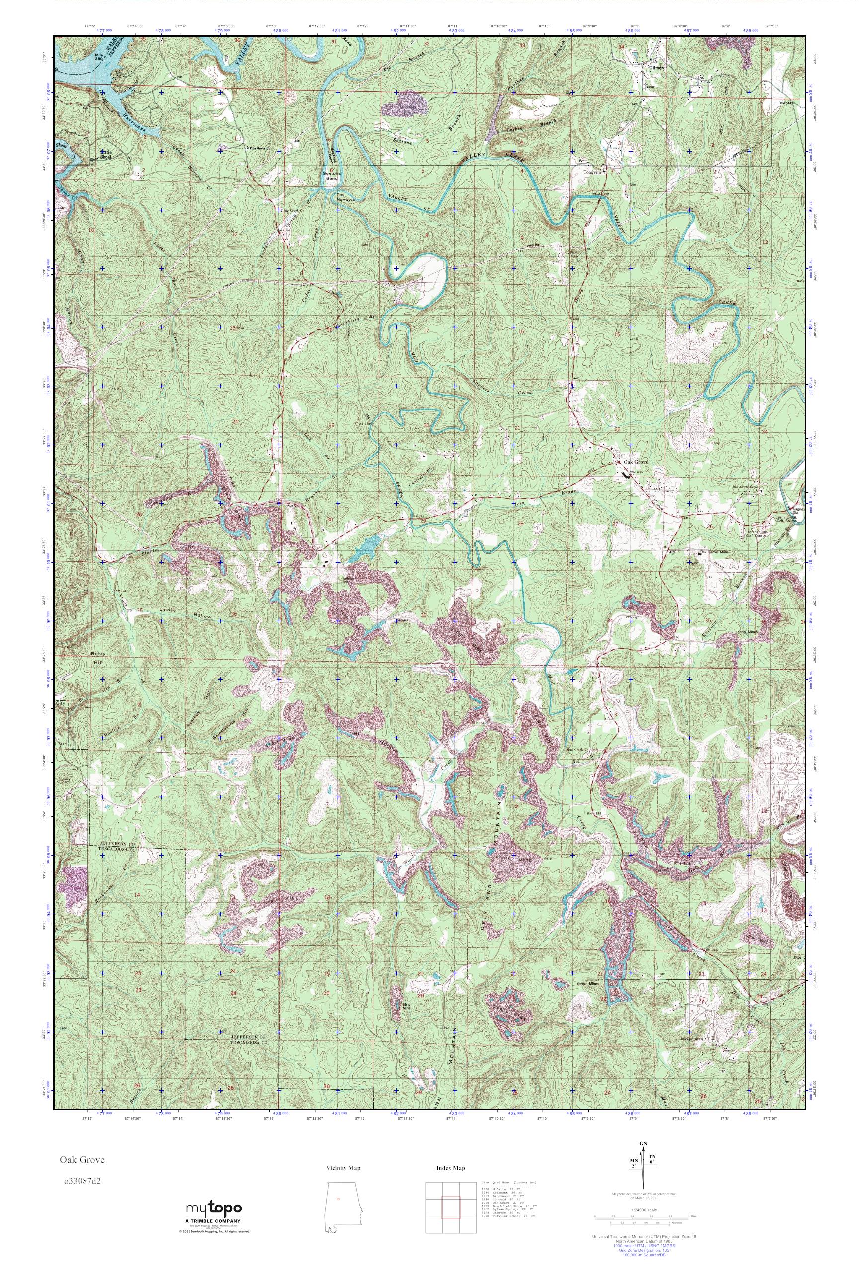 MyTopo Oak Grove, Alabama USGS Quad Topo Map