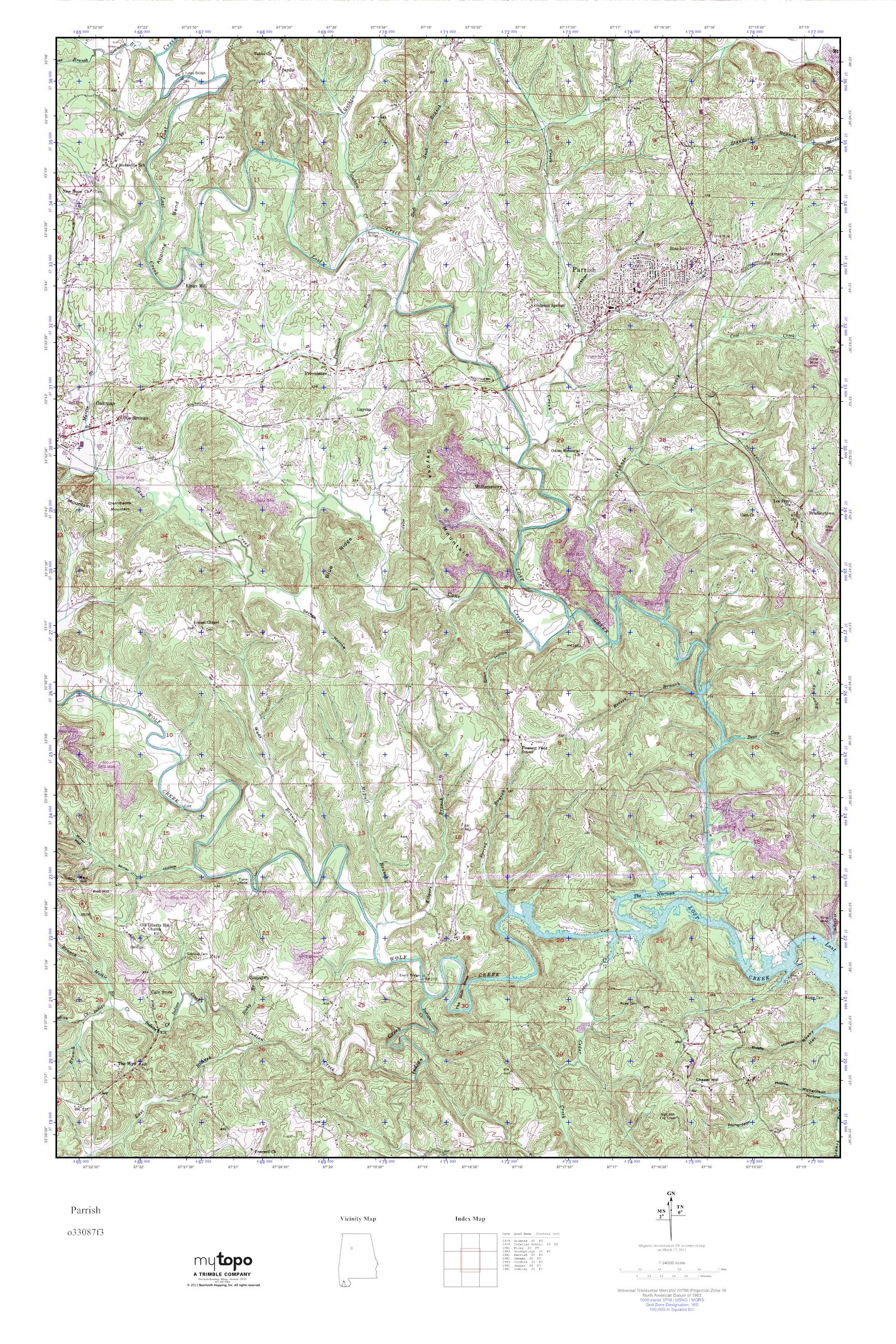 MyTopo Parrish, Alabama USGS Quad Topo Map