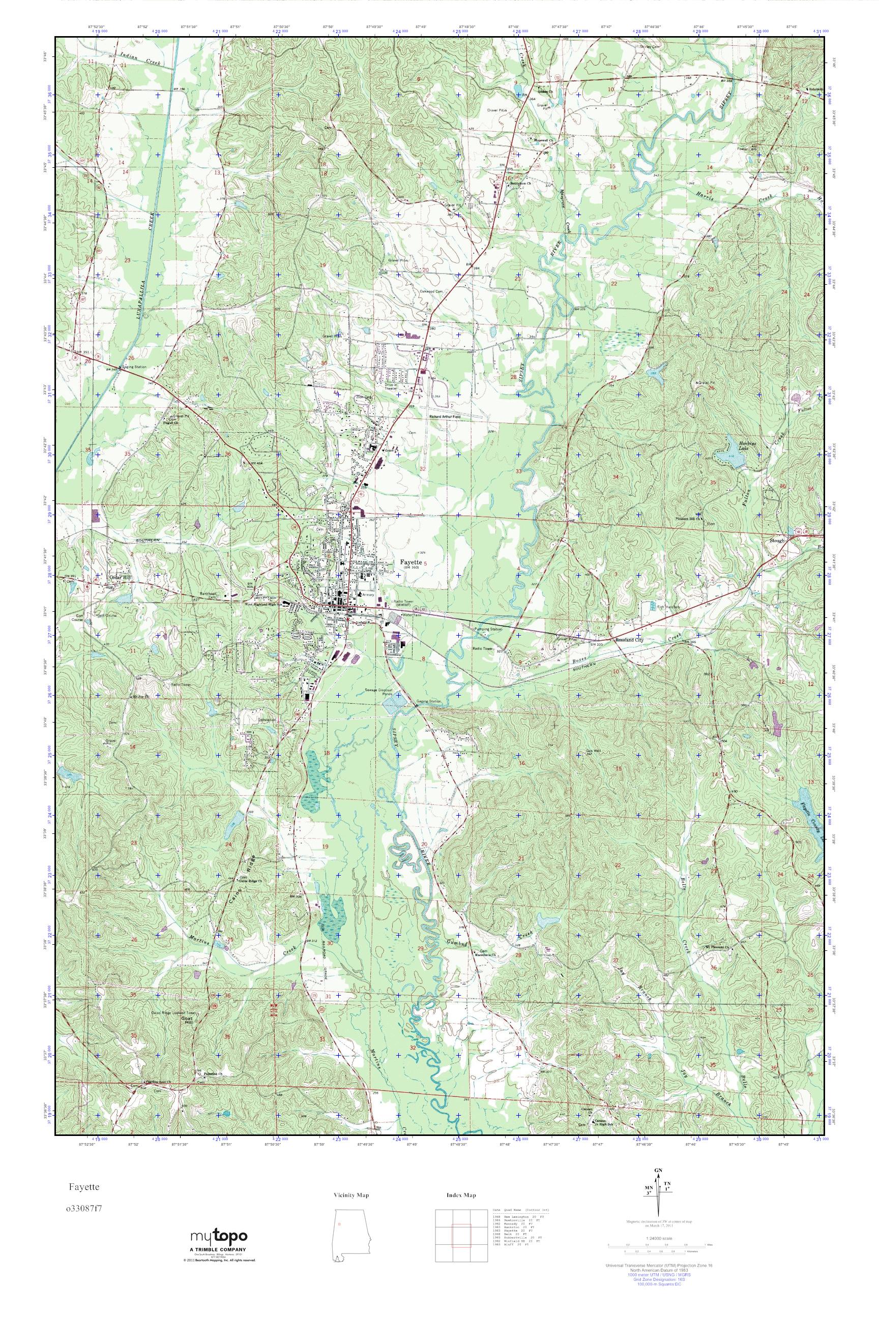 MyTopo Fayette, Alabama USGS Quad Topo Map