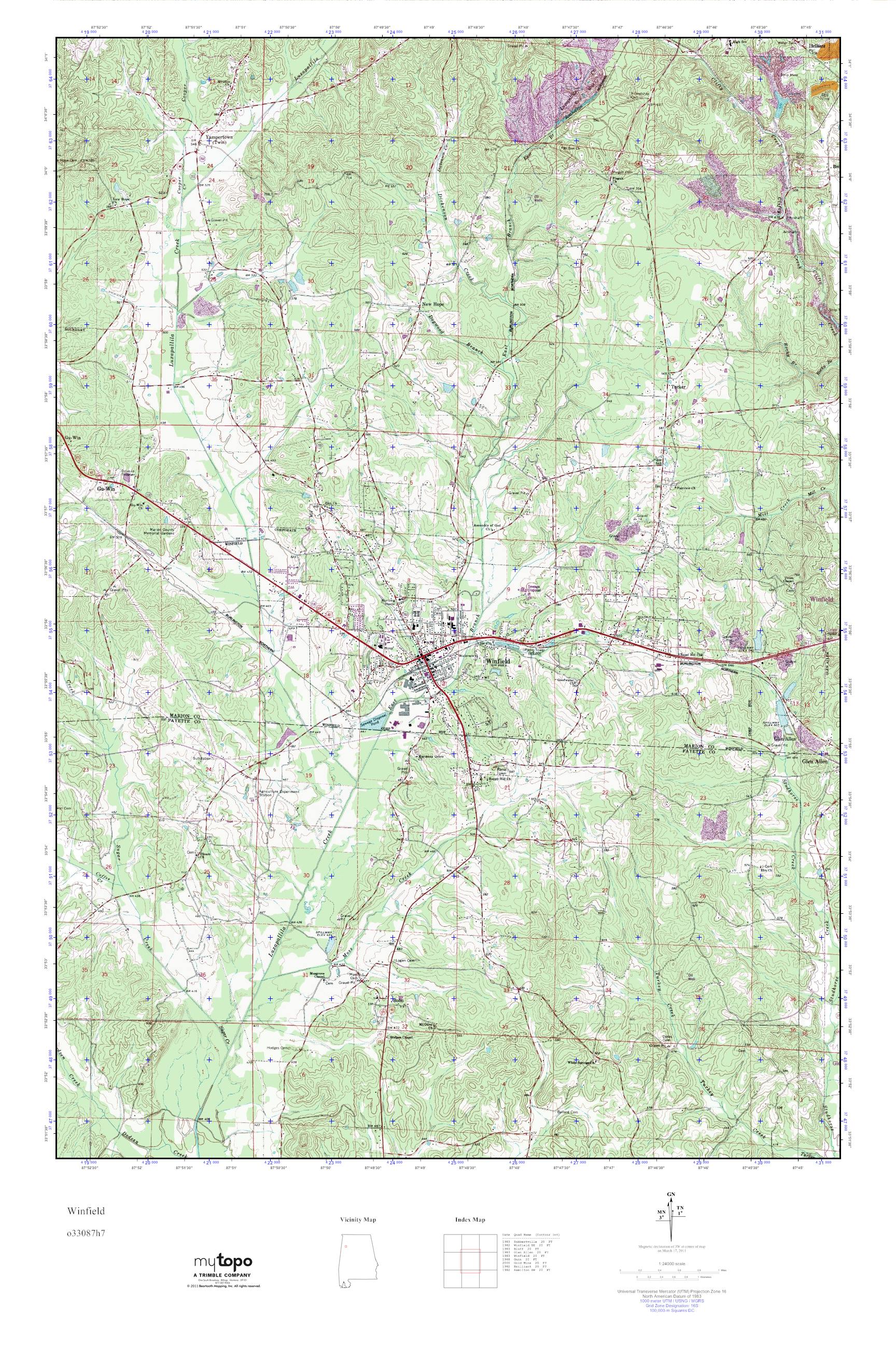 MyTopo Winfield, Alabama USGS Quad Topo Map