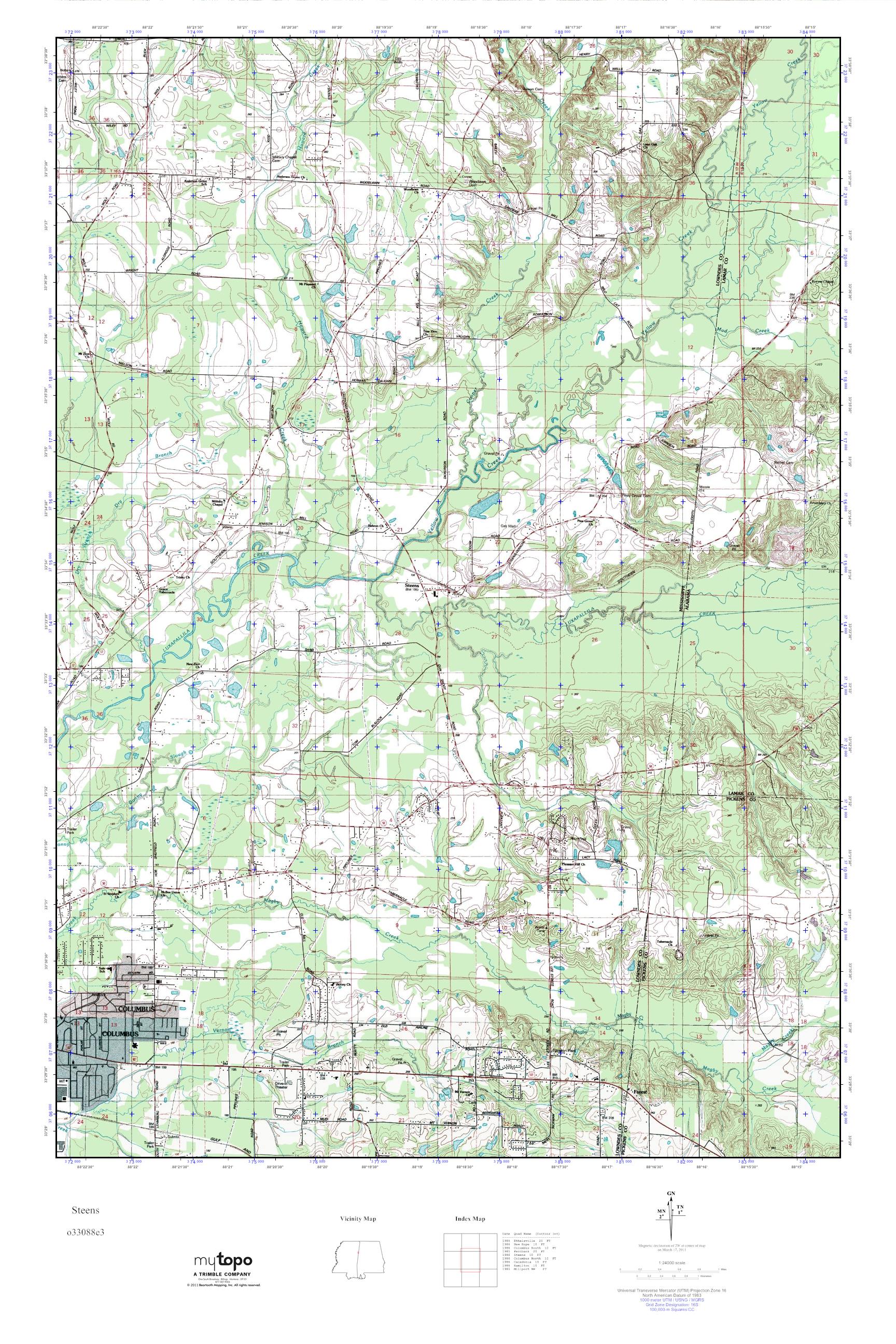 MyTopo Steens, Mississippi USGS Quad Topo Map