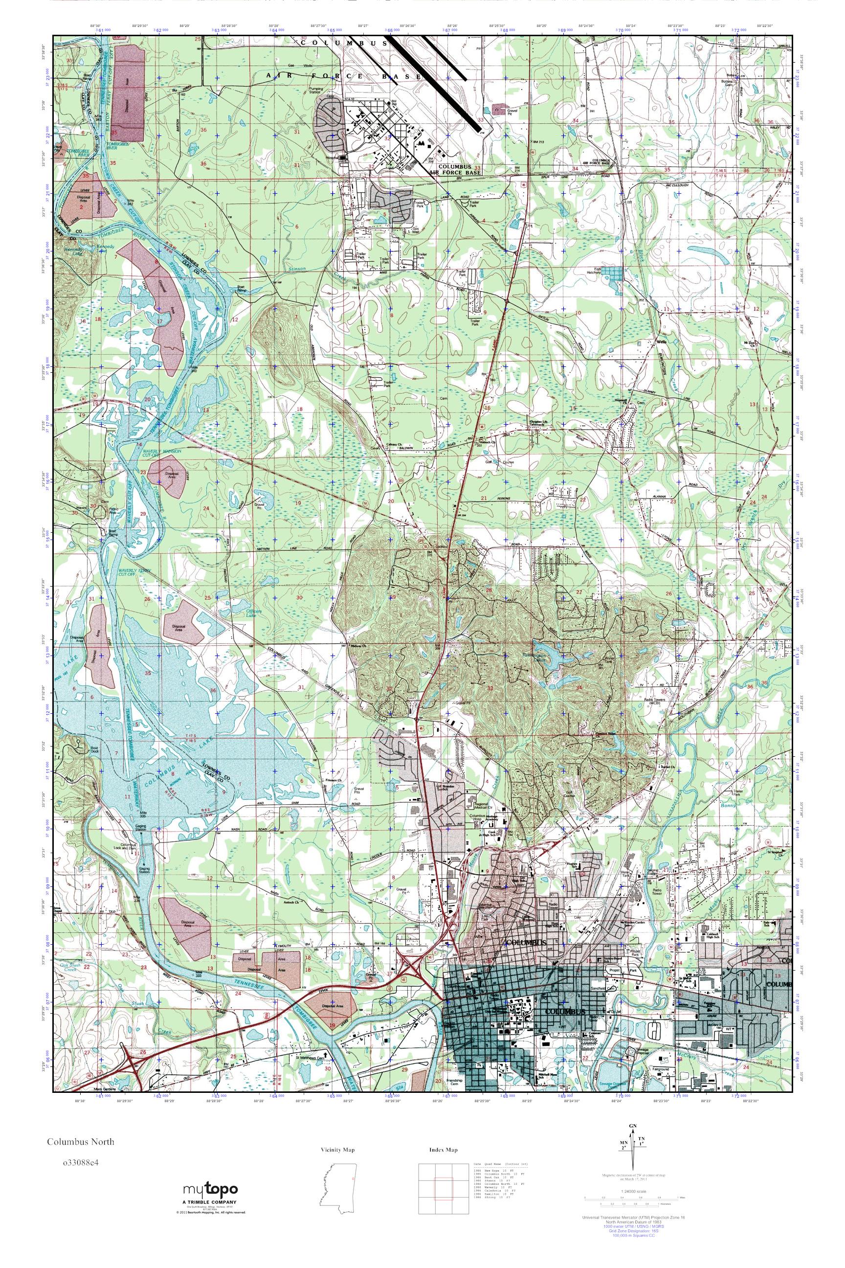 MyTopo Columbus North, Mississippi USGS Quad Topo Map