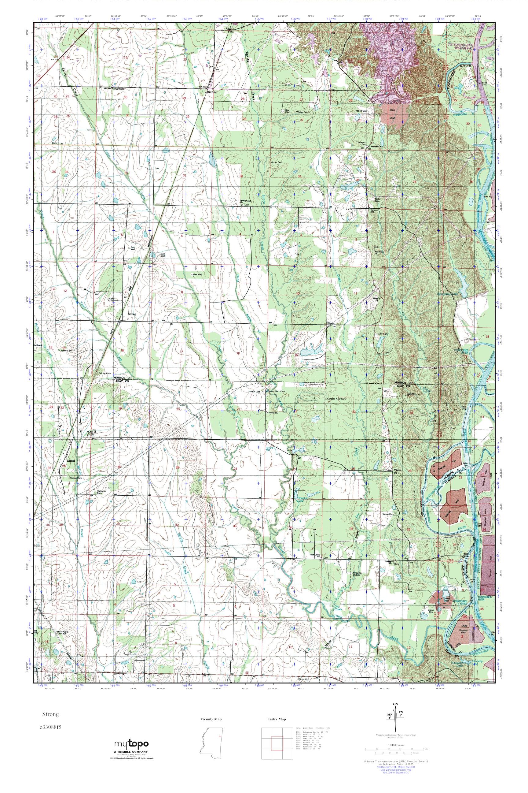 MyTopo Strong, Mississippi USGS Quad Topo Map