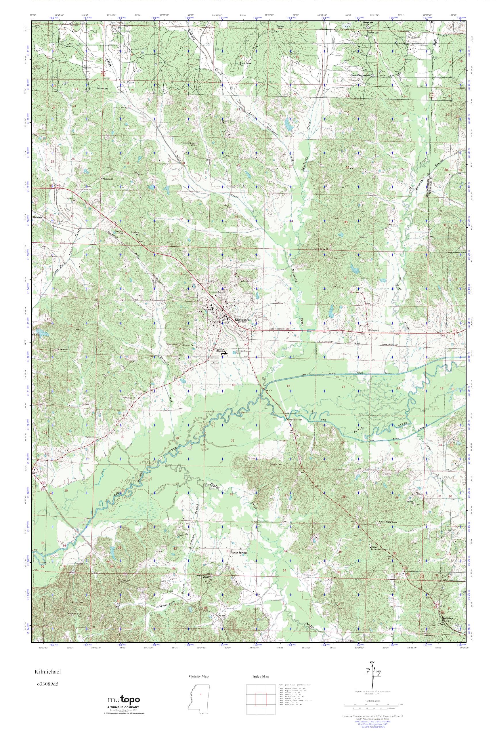 MyTopo Kilmichael, Mississippi USGS Quad Topo Map