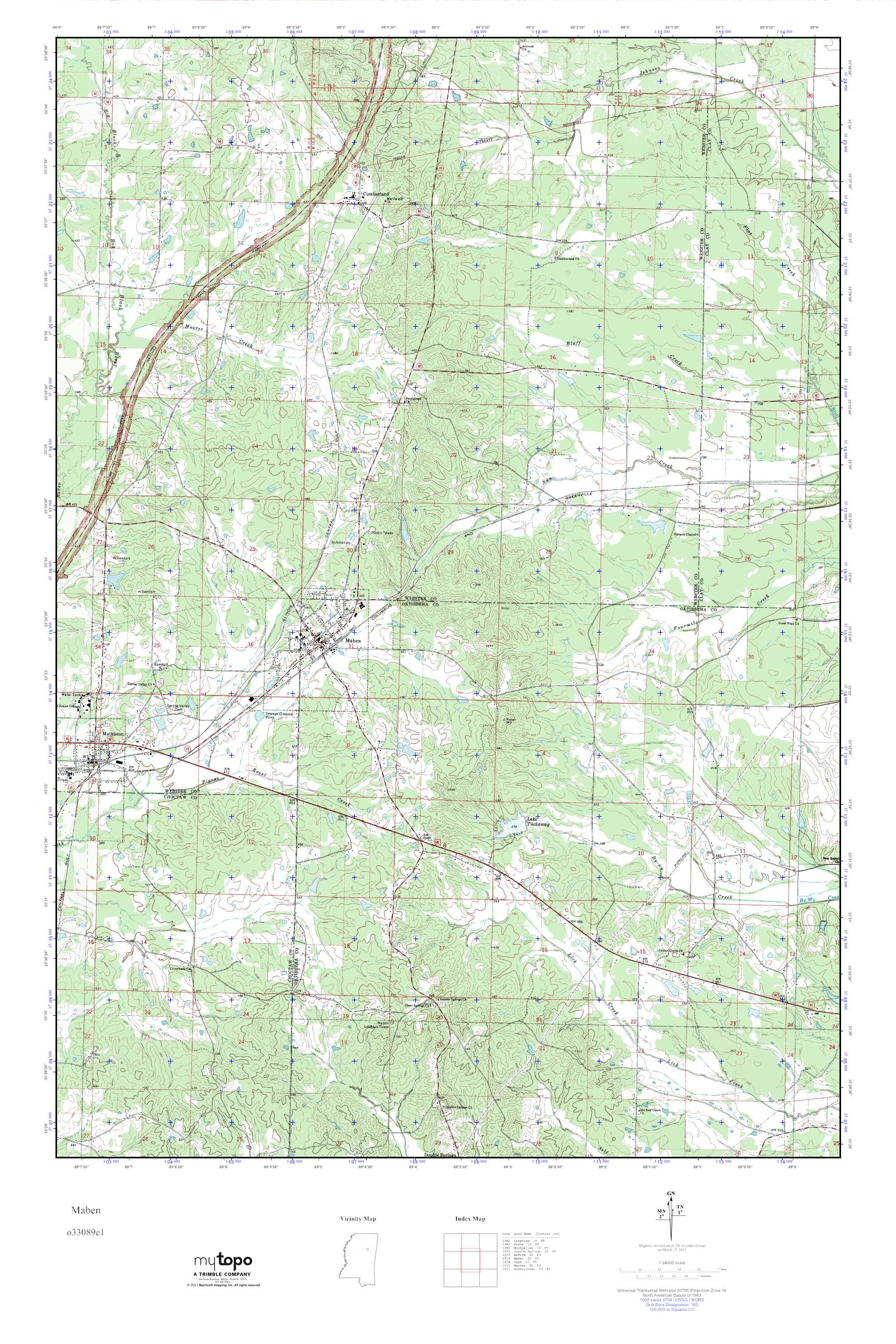 MyTopo Maben, Mississippi USGS Quad Topo Map