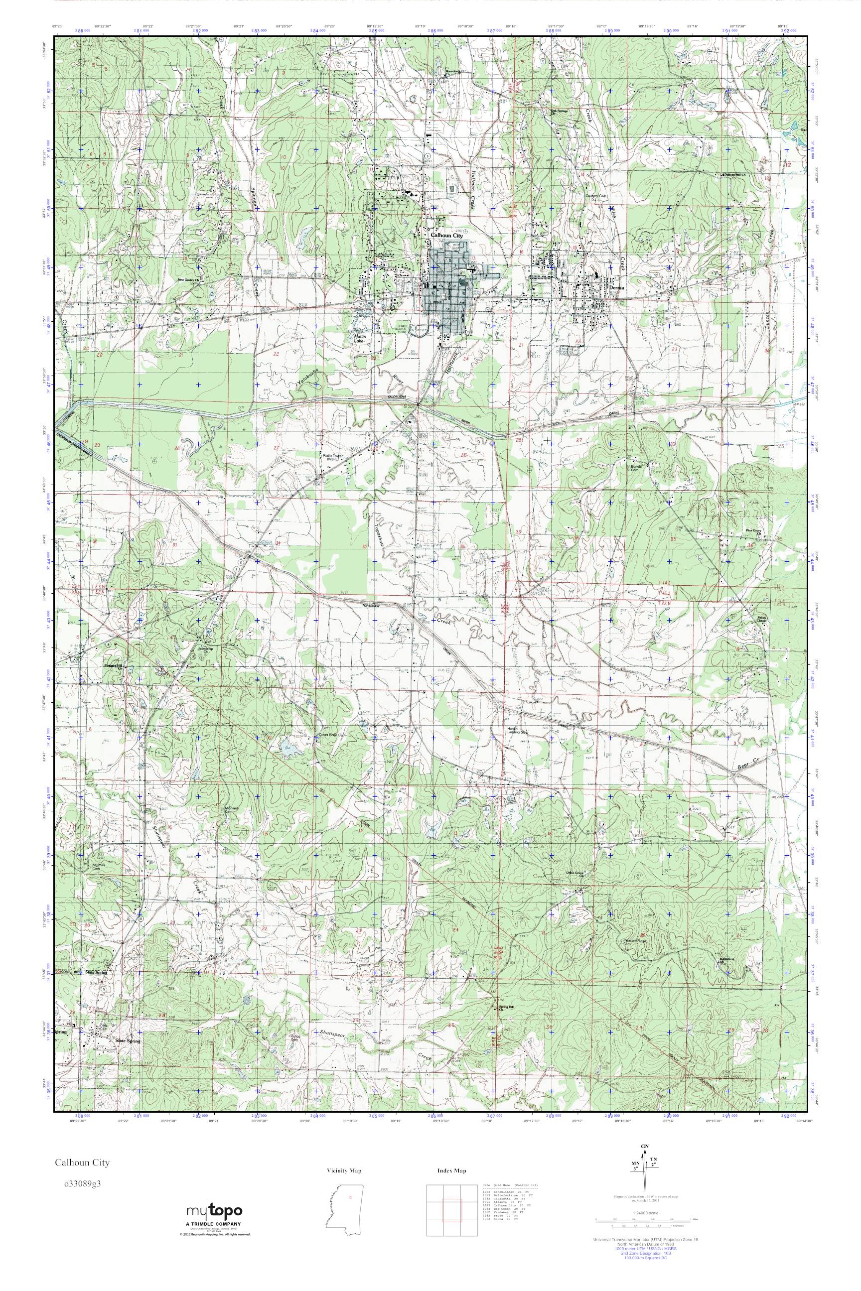MyTopo Calhoun City, Mississippi USGS Quad Topo Map
