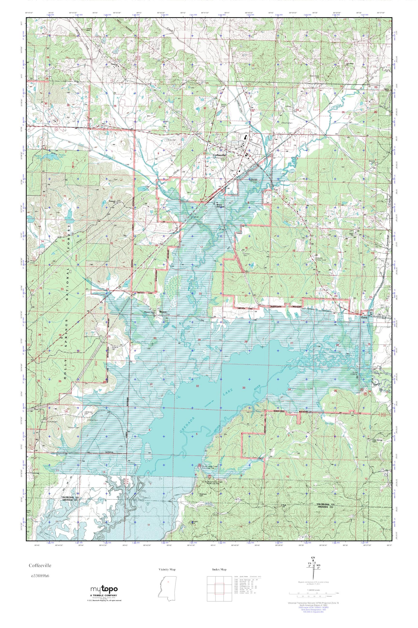 MyTopo Coffeeville, Mississippi USGS Quad Topo Map