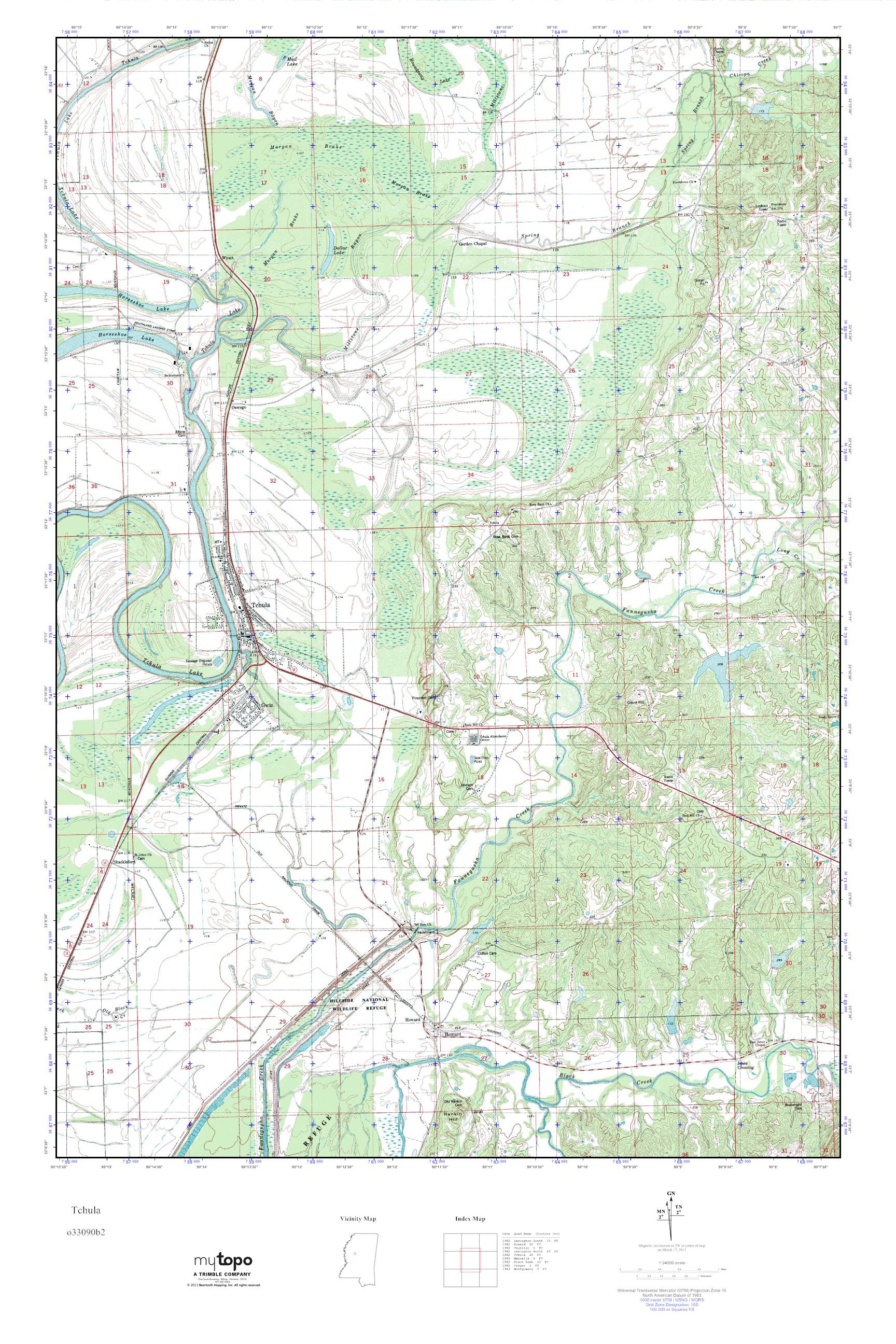 MyTopo Tchula, Mississippi USGS Quad Topo Map