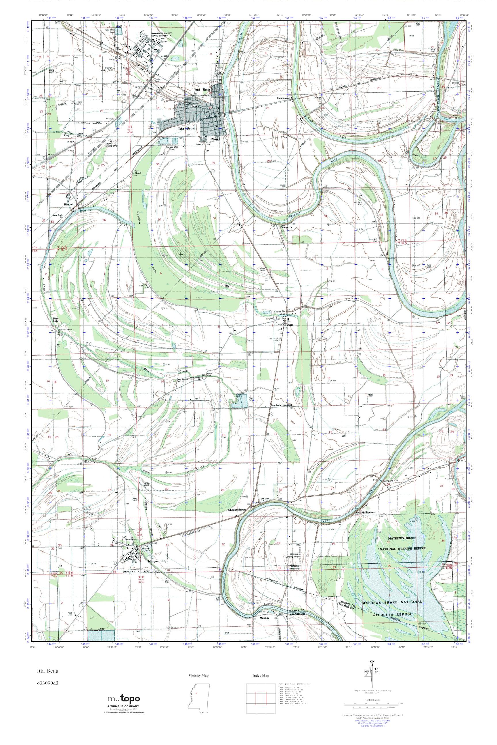 MyTopo Itta Bena, Mississippi USGS Quad Topo Map