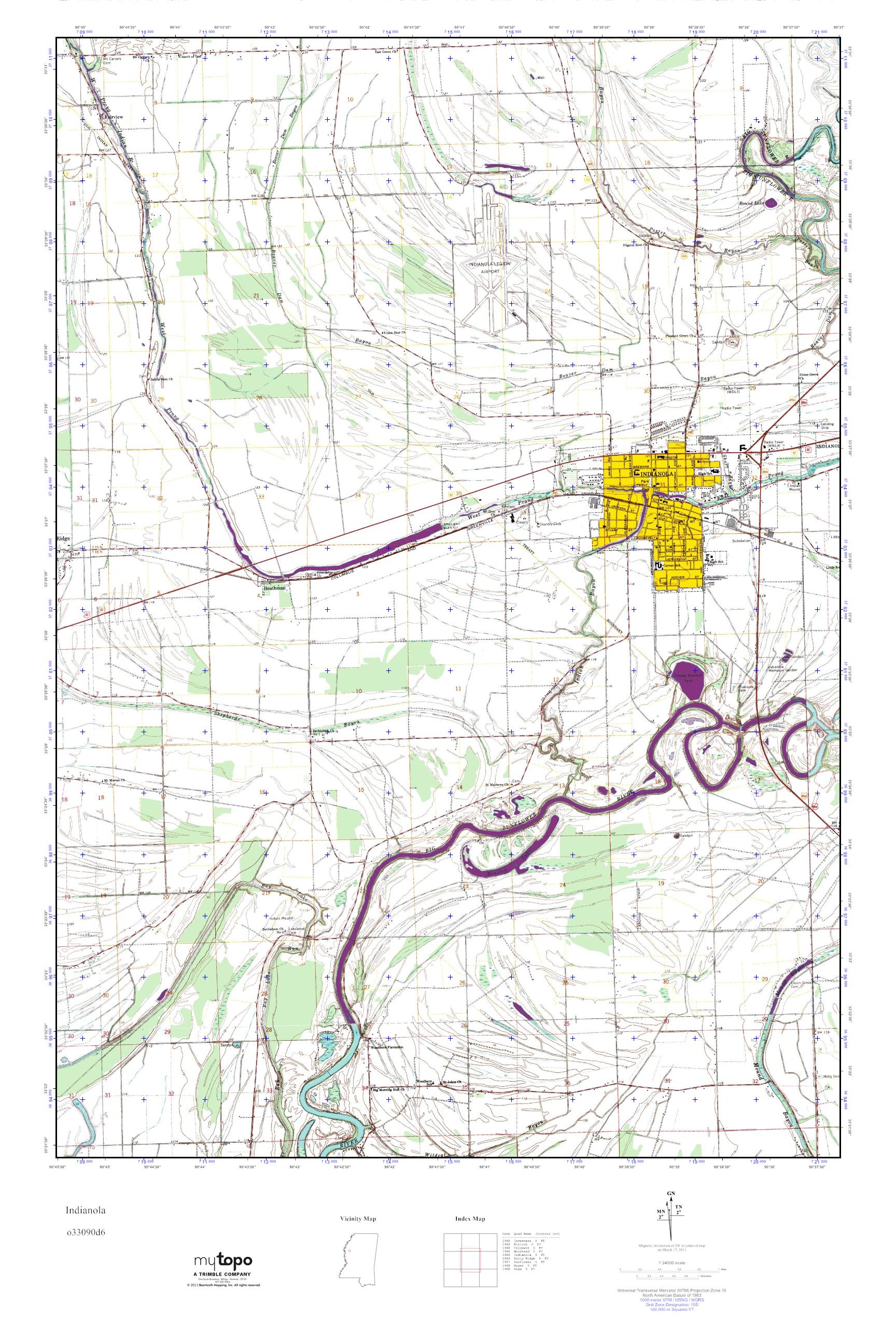 MyTopo Indianola, Mississippi USGS Quad Topo Map