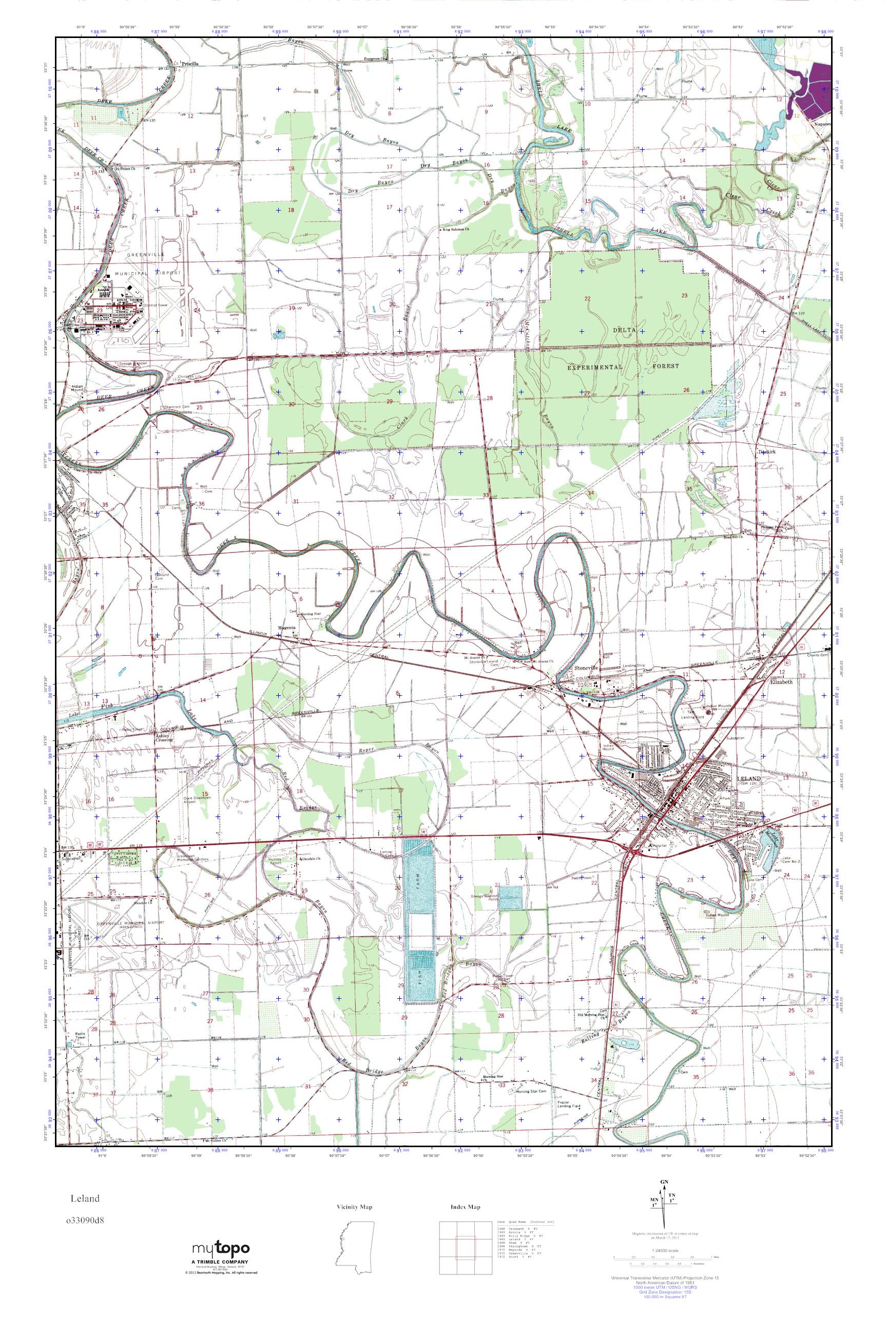 MyTopo Leland, Mississippi USGS Quad Topo Map