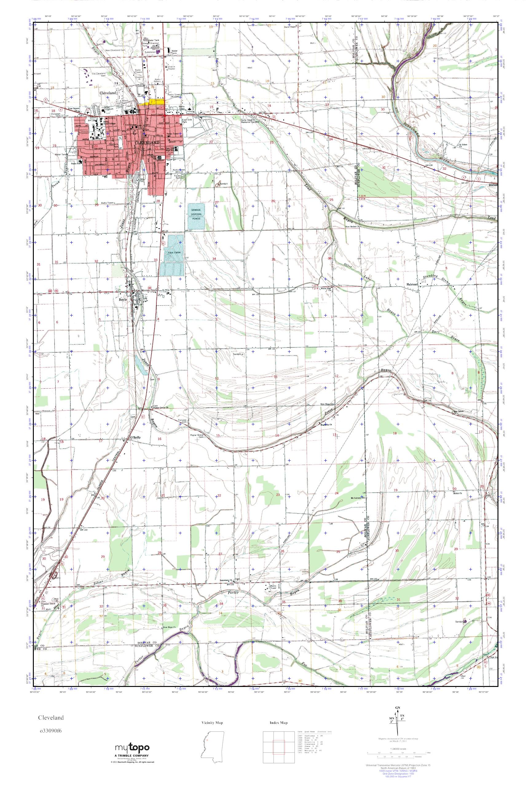 MyTopo Cleveland, Mississippi USGS Quad Topo Map