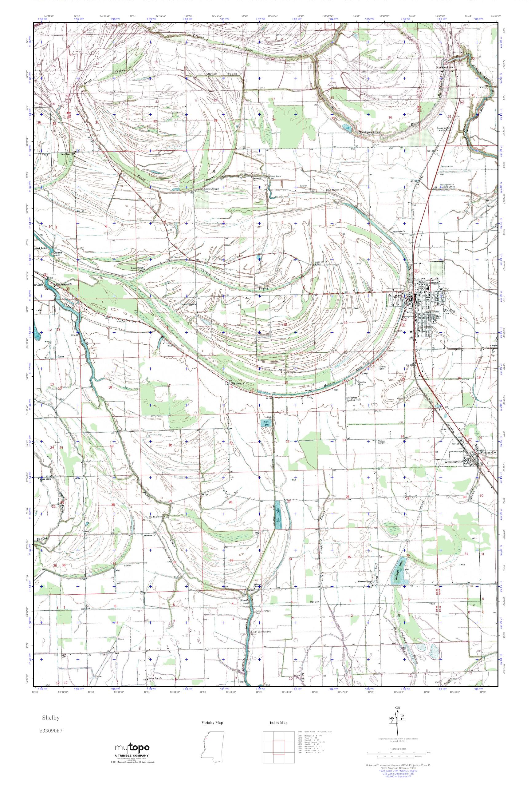MyTopo Shelby, Mississippi USGS Quad Topo Map