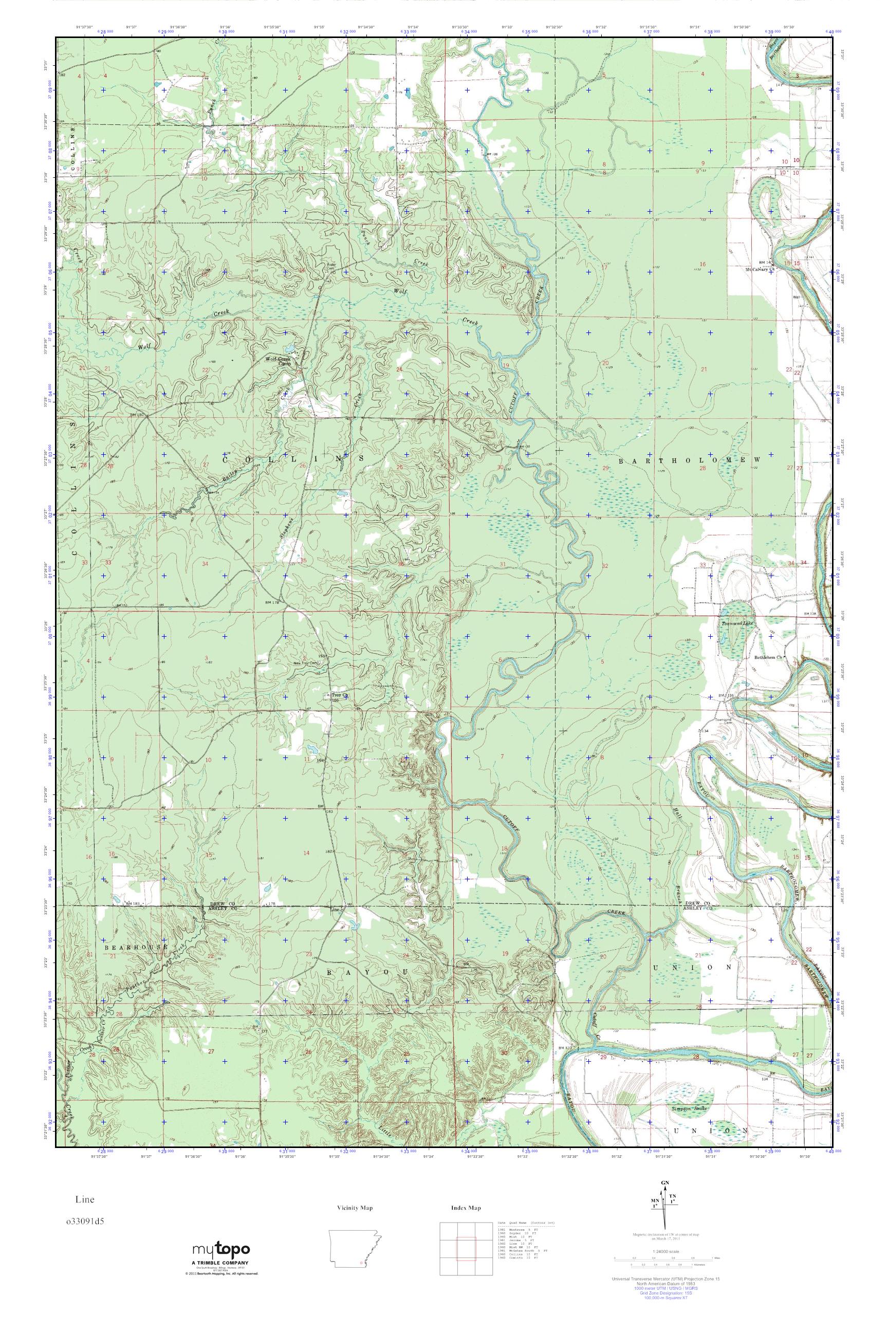 MyTopo Line, Arkansas USGS Quad Topo Map