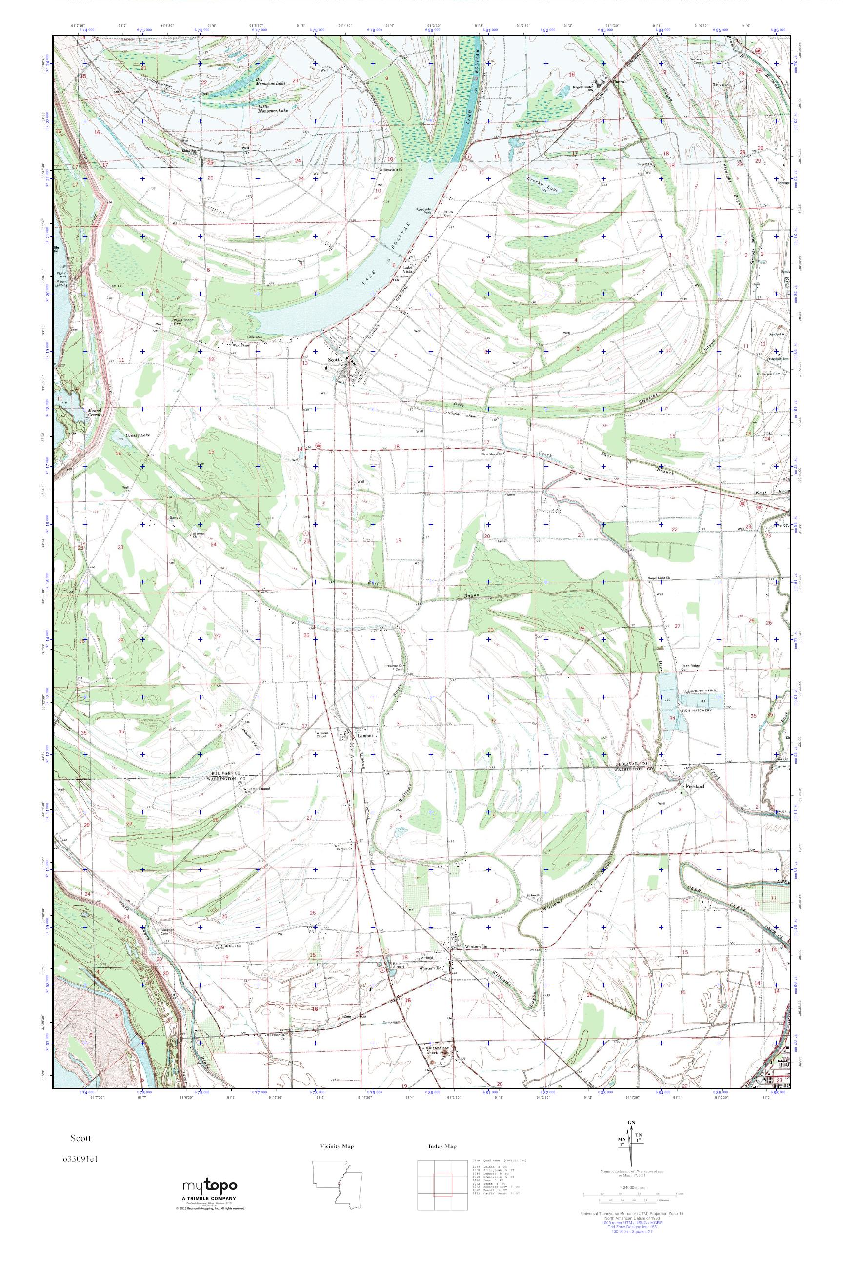 MyTopo Scott, Mississippi USGS Quad Topo Map
