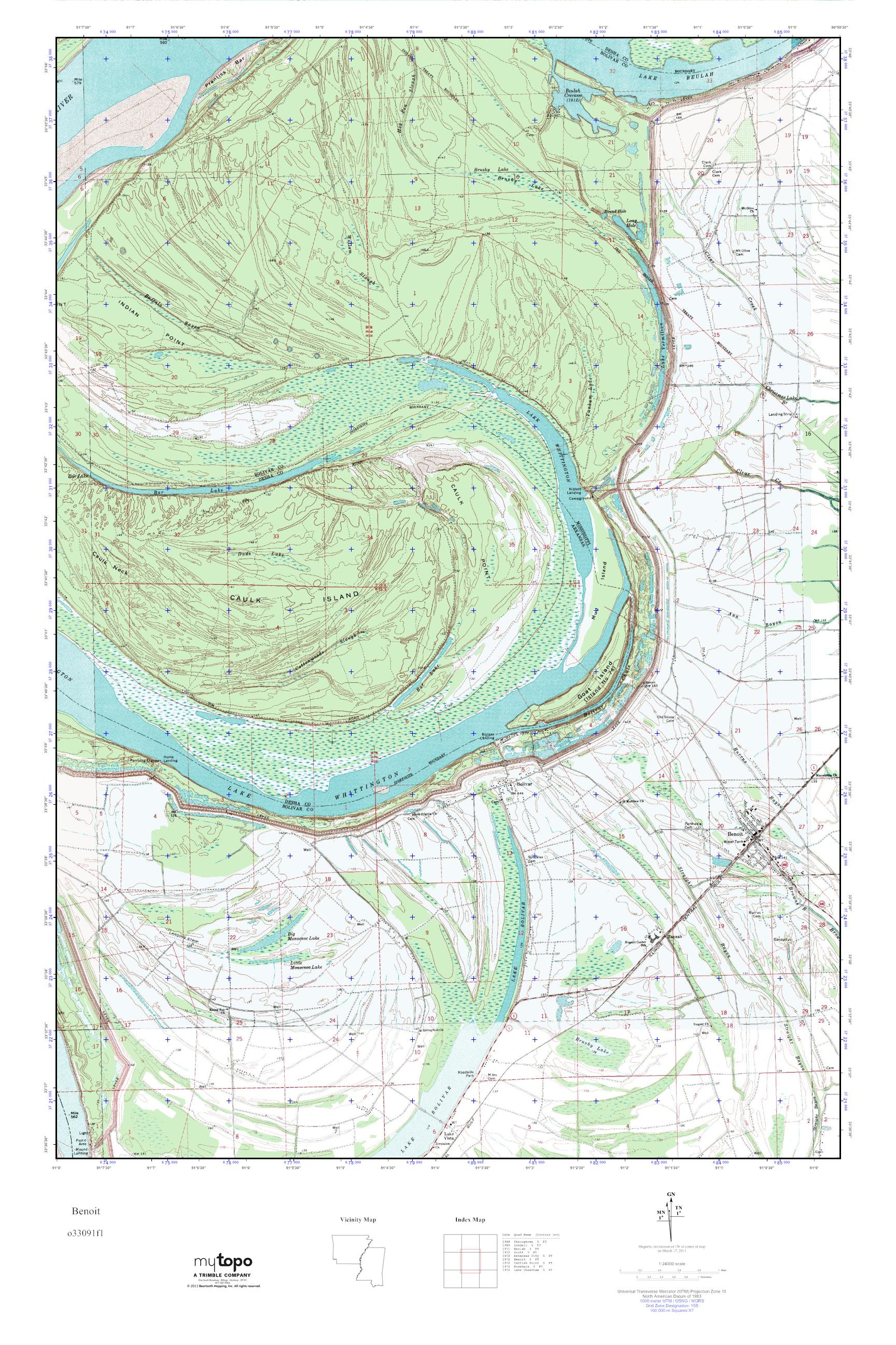 MyTopo Benoit, Mississippi USGS Quad Topo Map