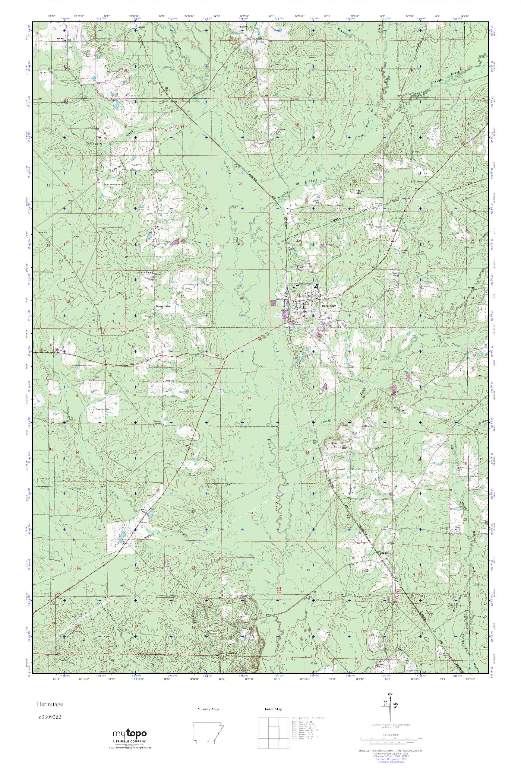 MyTopo Hermitage, Arkansas USGS Quad Topo Map