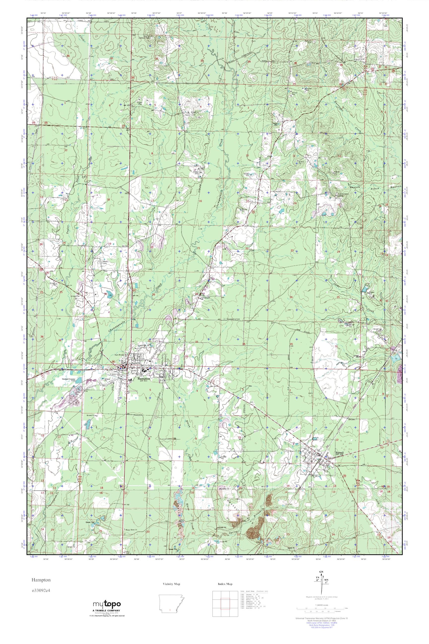 MyTopo Hampton, Arkansas USGS Quad Topo Map