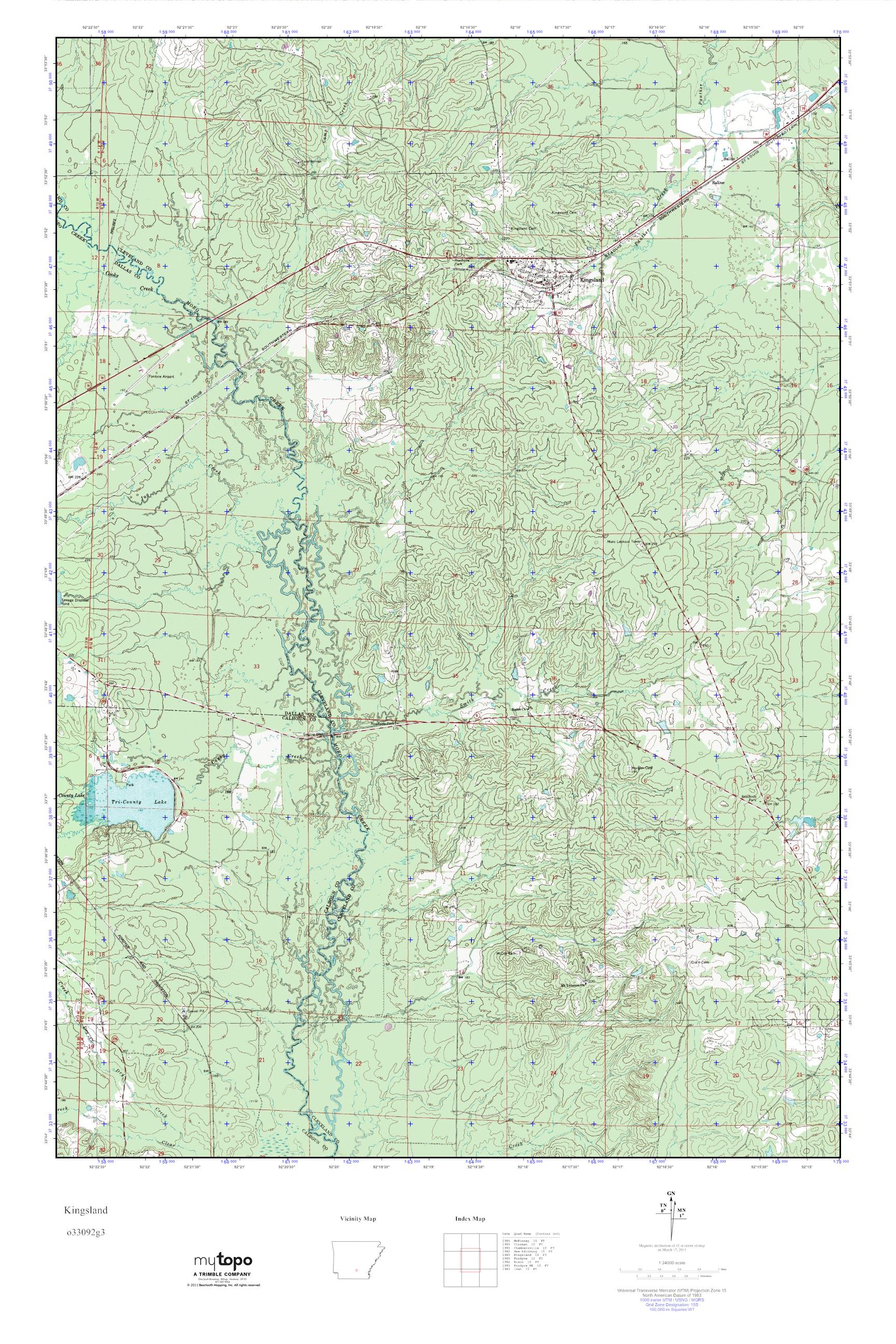 MyTopo Kingsland, Arkansas USGS Quad Topo Map