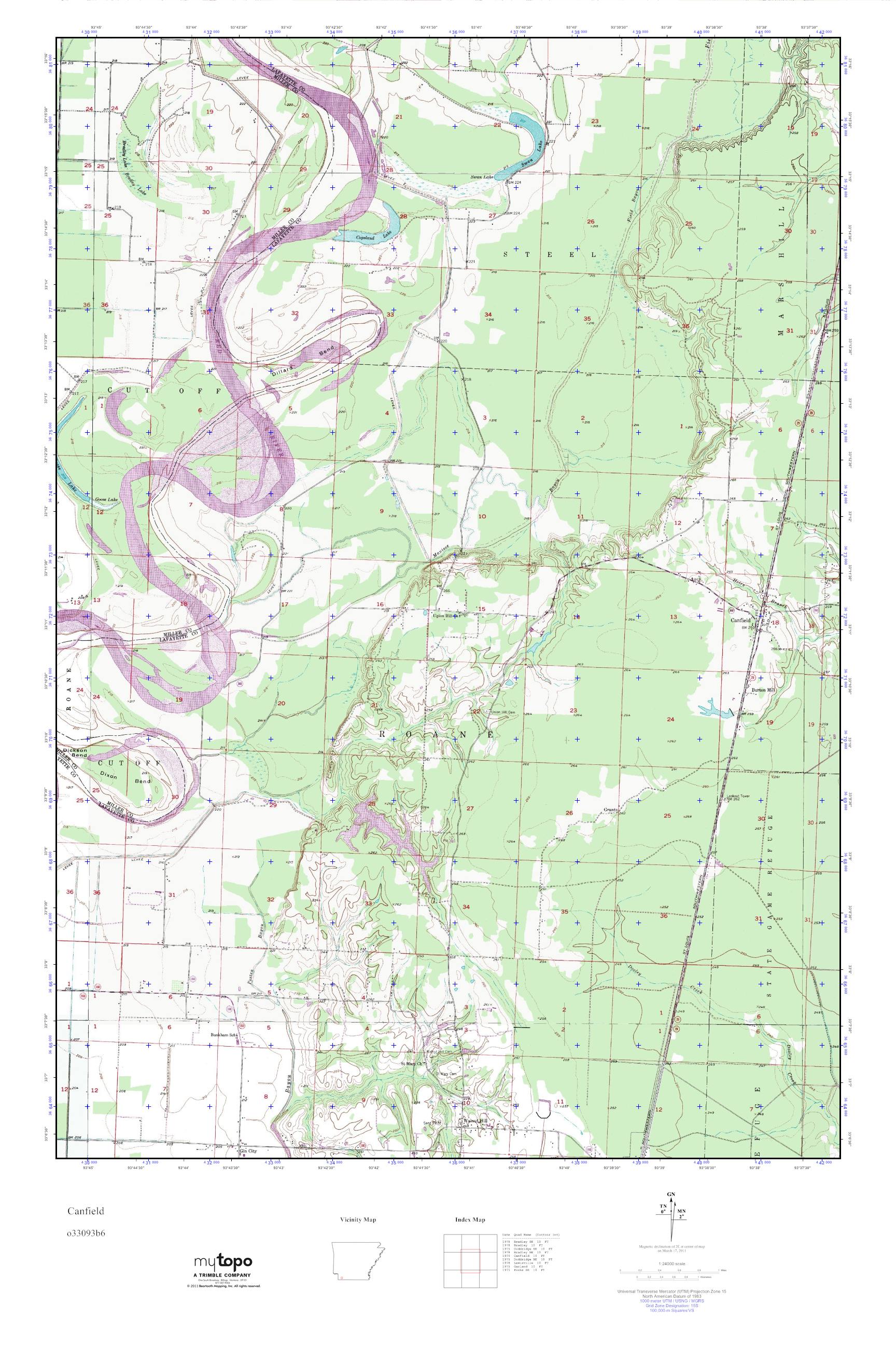 MyTopo Canfield, Arkansas USGS Quad Topo Map