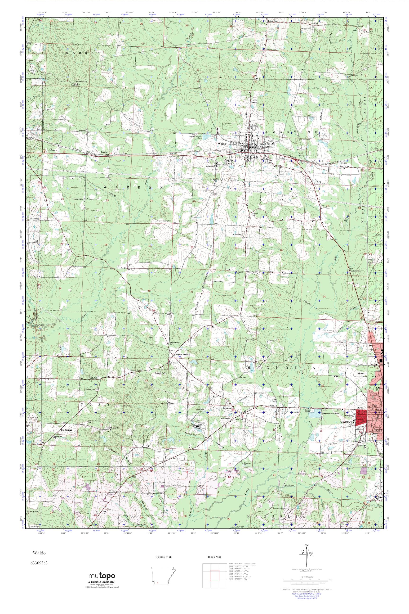 MyTopo Waldo, Arkansas USGS Quad Topo Map