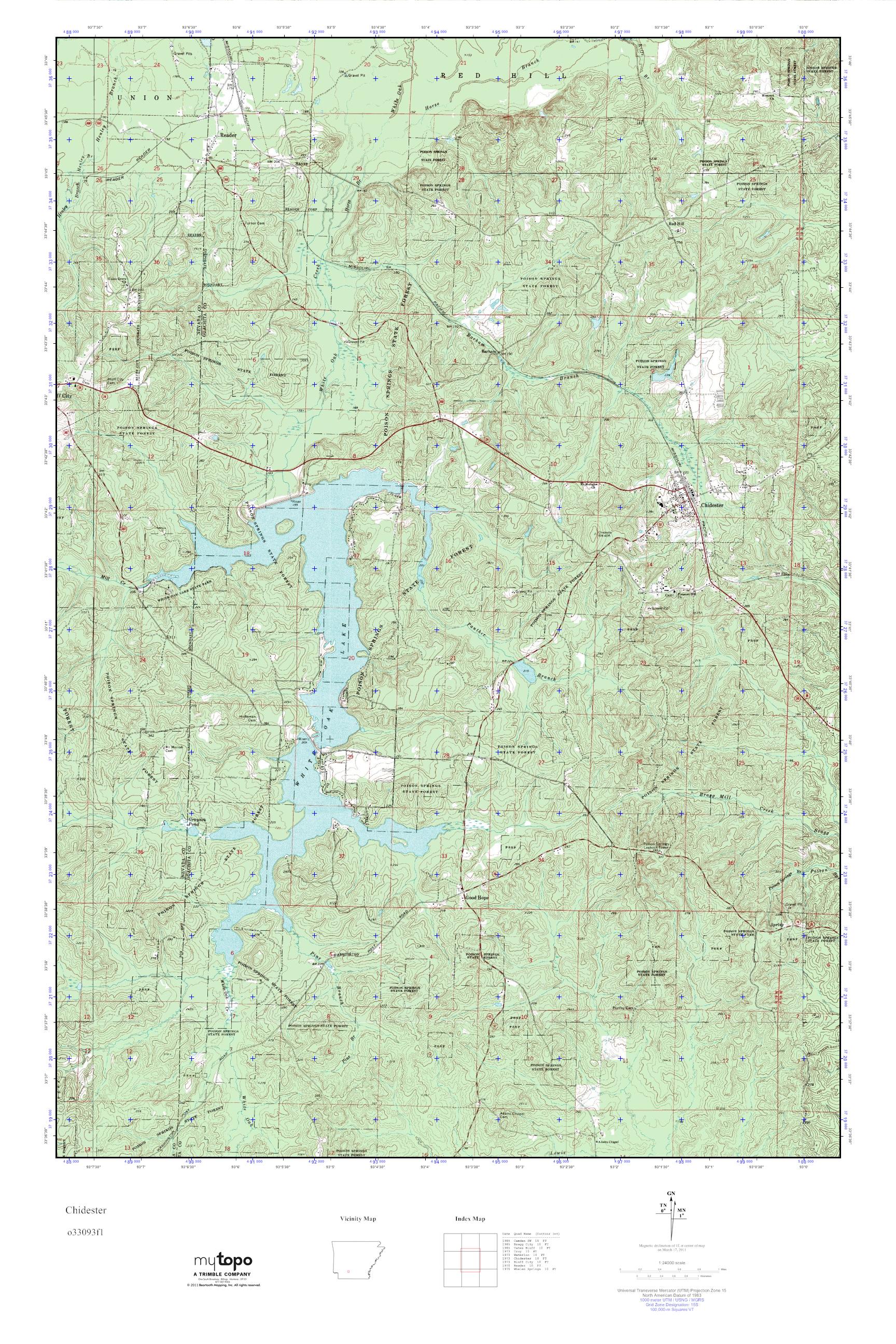 MyTopo Chidester, Arkansas USGS Quad Topo Map