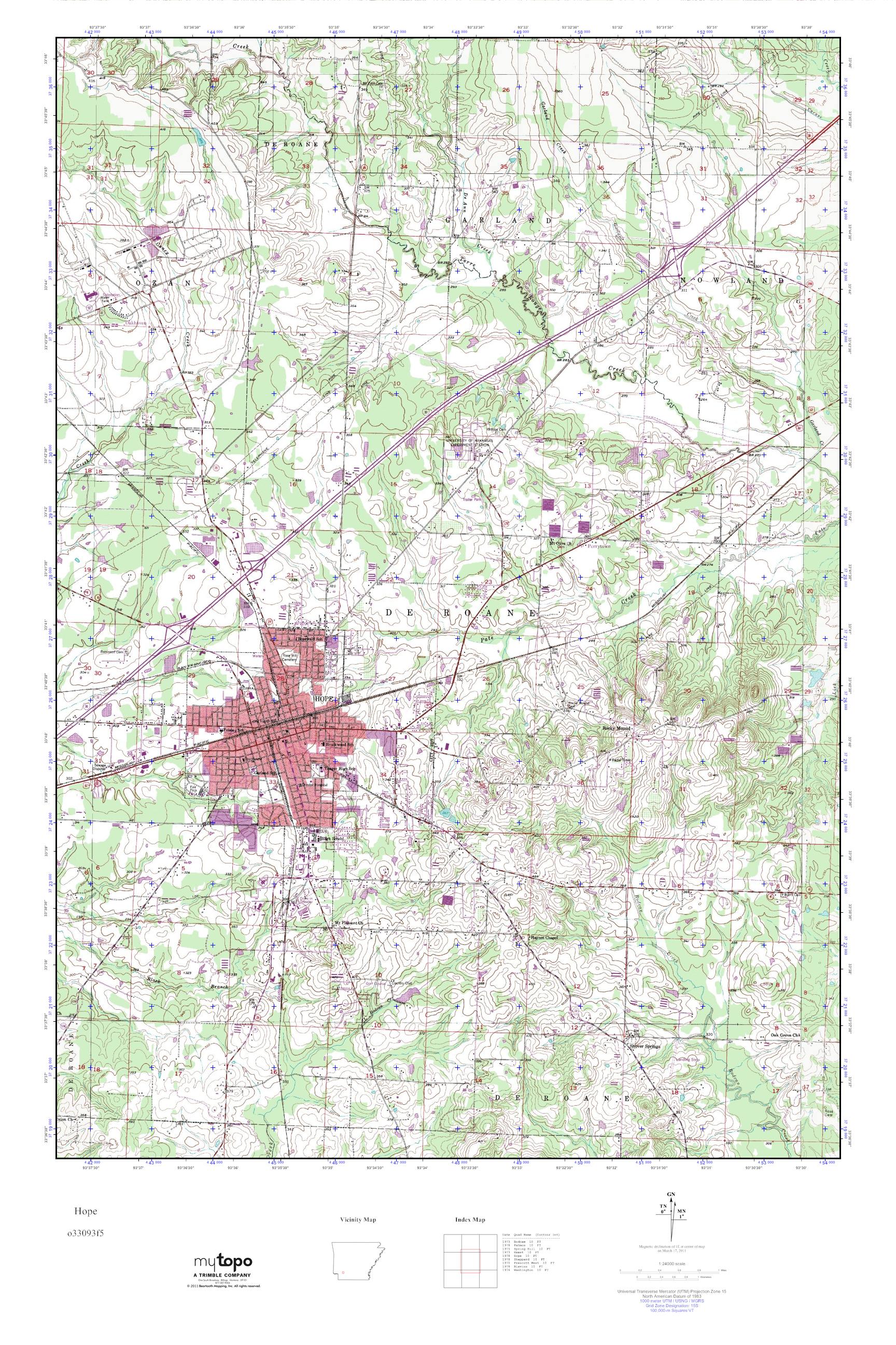 MyTopo Hope, Arkansas USGS Quad Topo Map