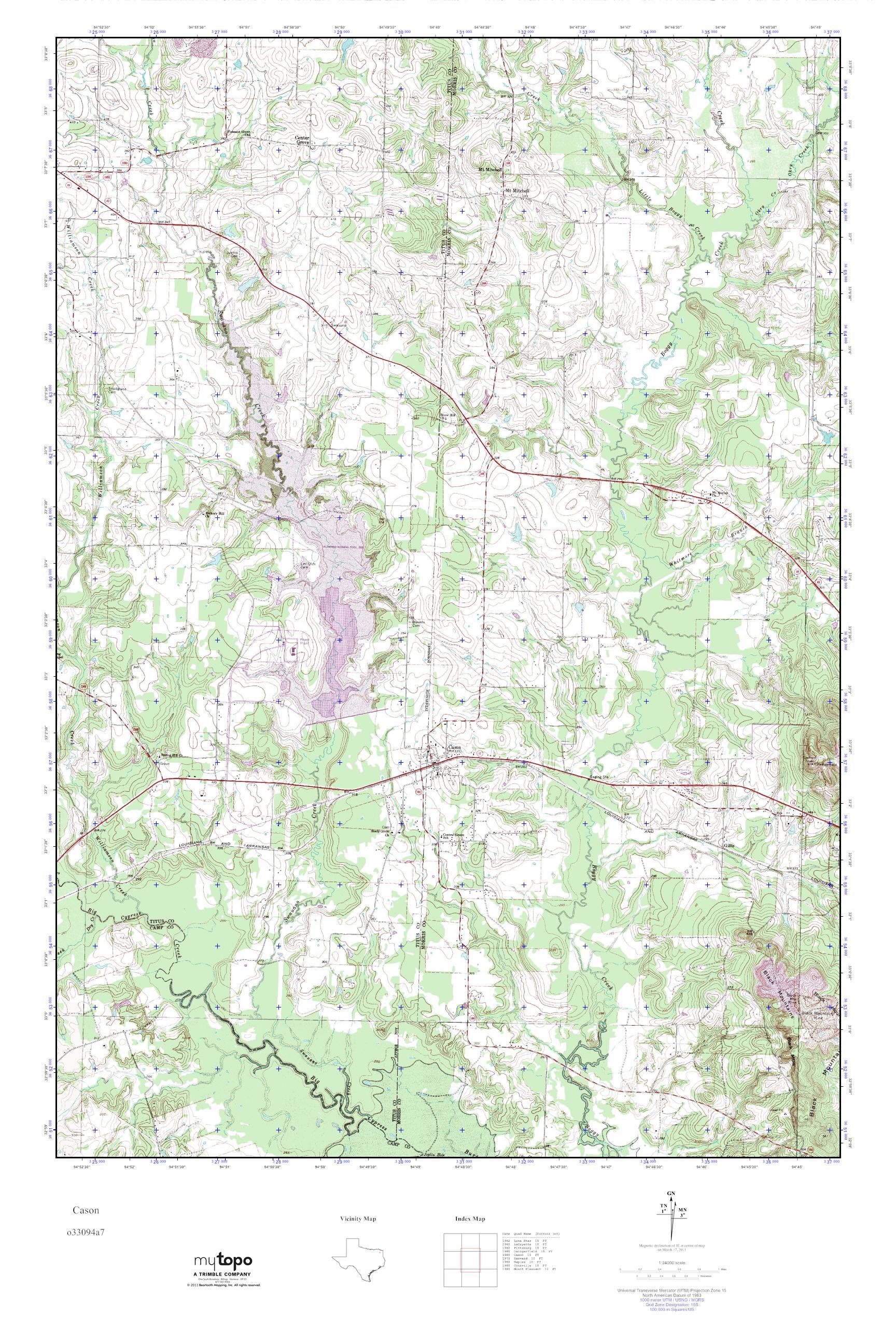 MyTopo Cason, Texas USGS Quad Topo Map