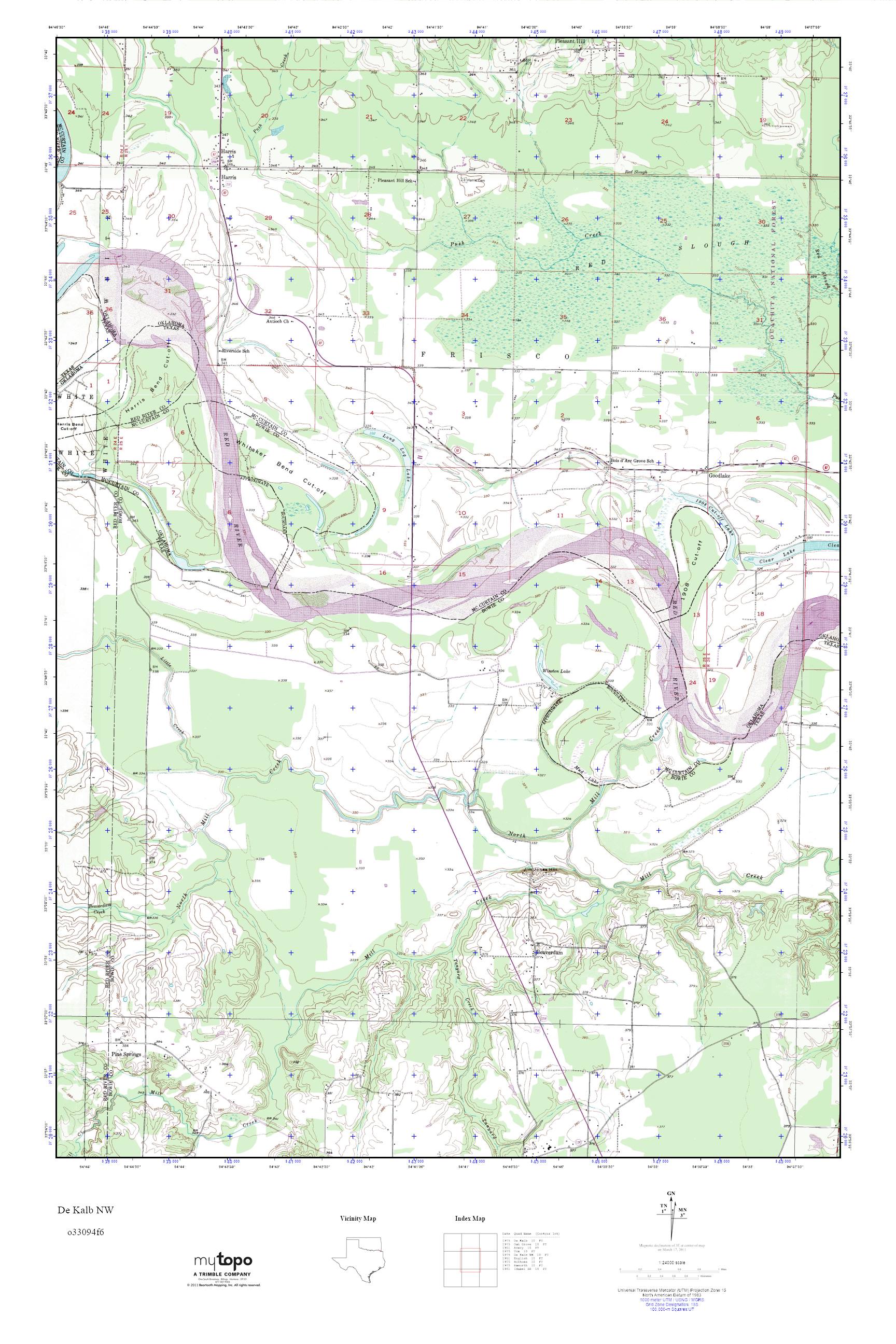 MyTopo De Kalb NW, Texas USGS Quad Topo Map